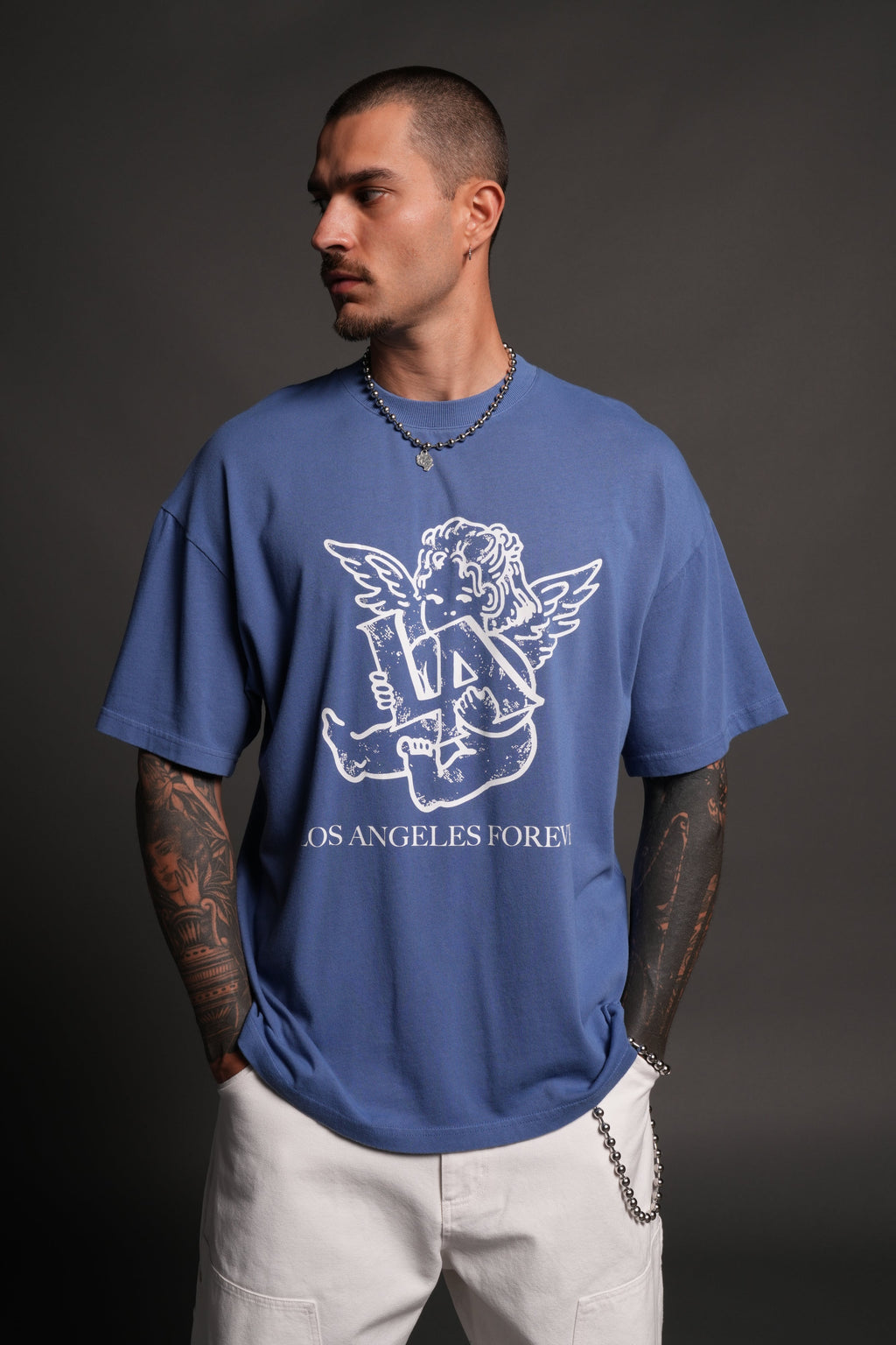 Los Cherub Premium Oversized Tee in La Blue — imagem 4