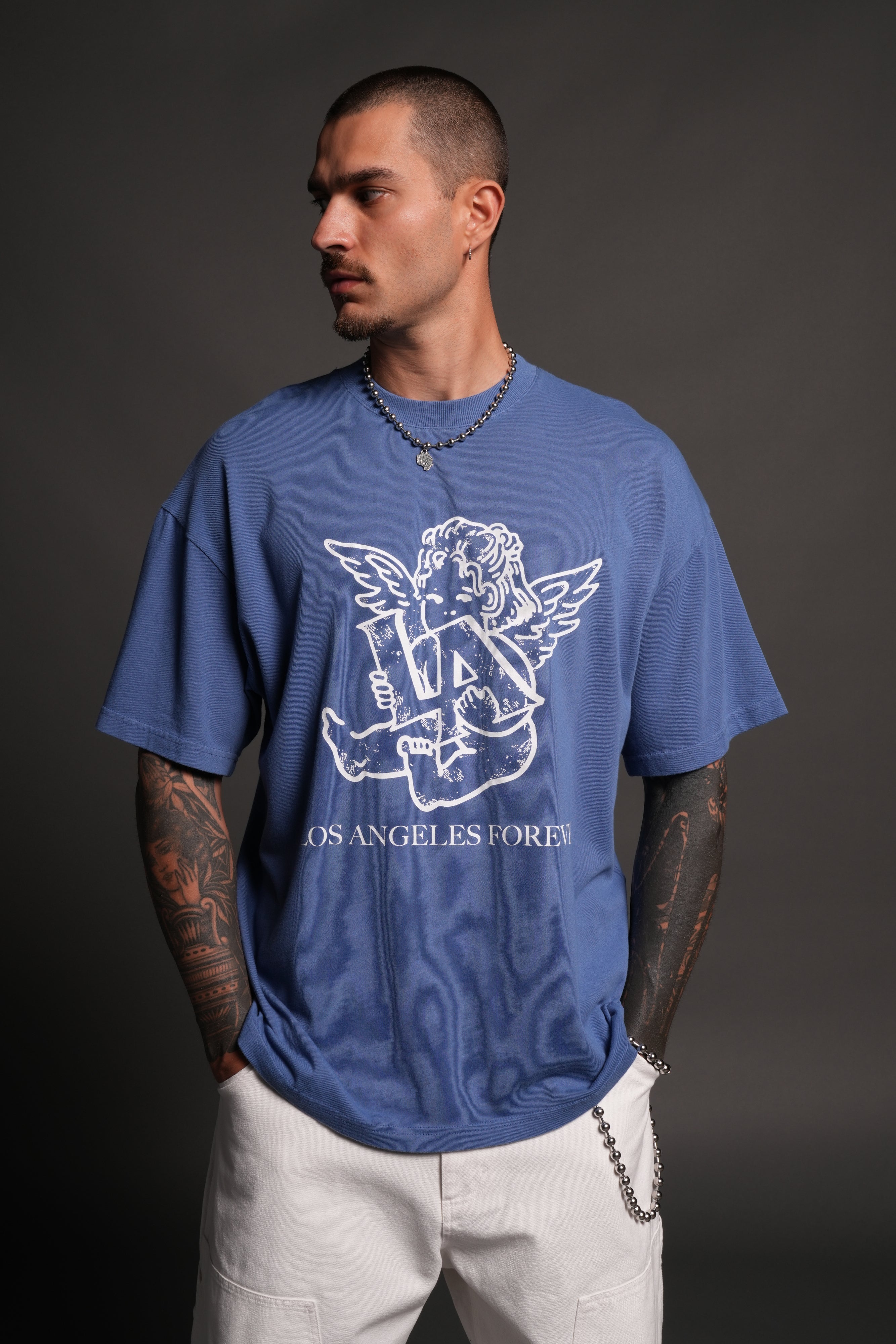 Los Cherub Premium Oversized Tee in La Blue — imagem 4