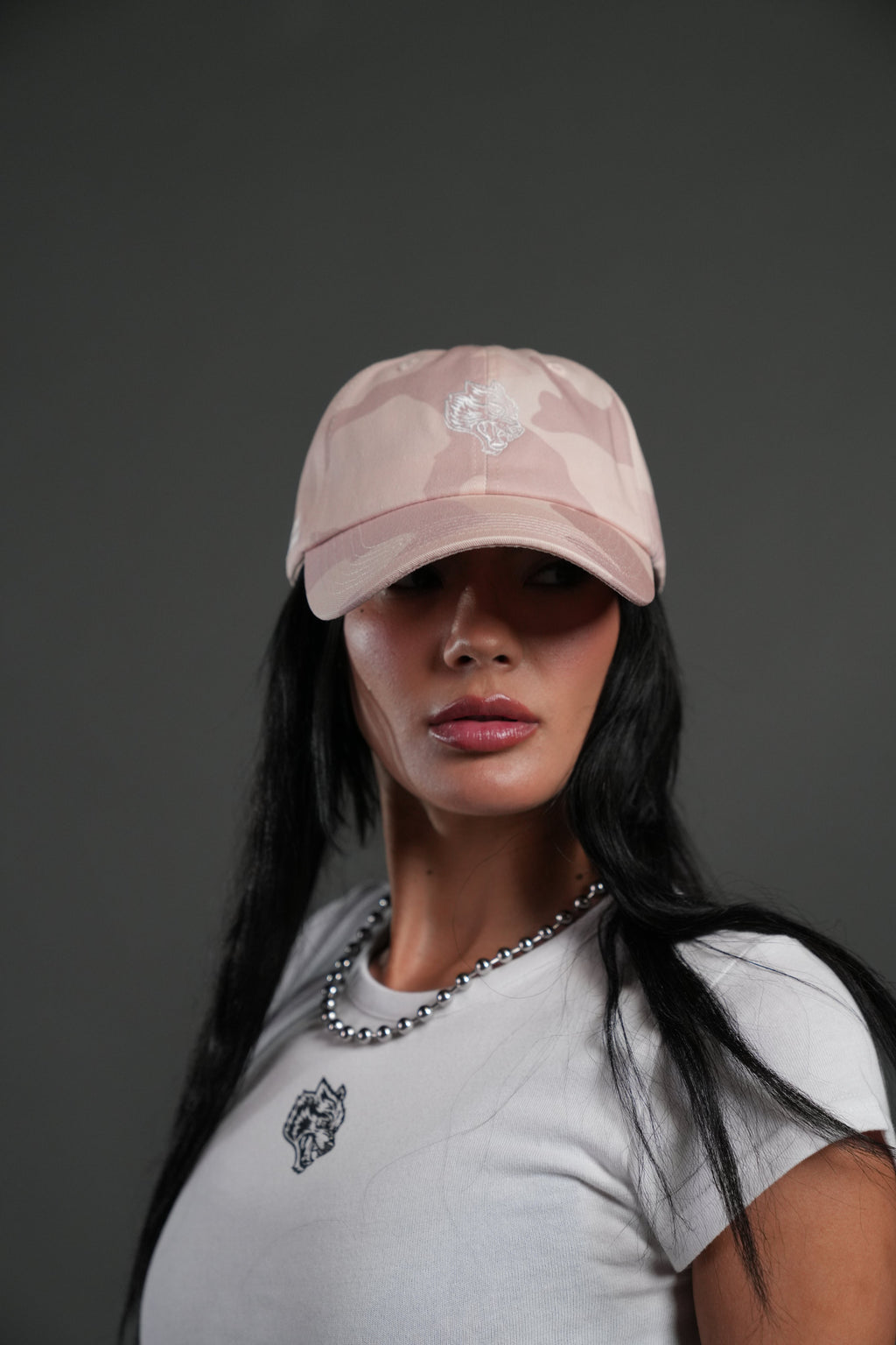 Wolf Head Forever Dad Hat V2 in Blush Vintage Woodland Camo — imagem 2