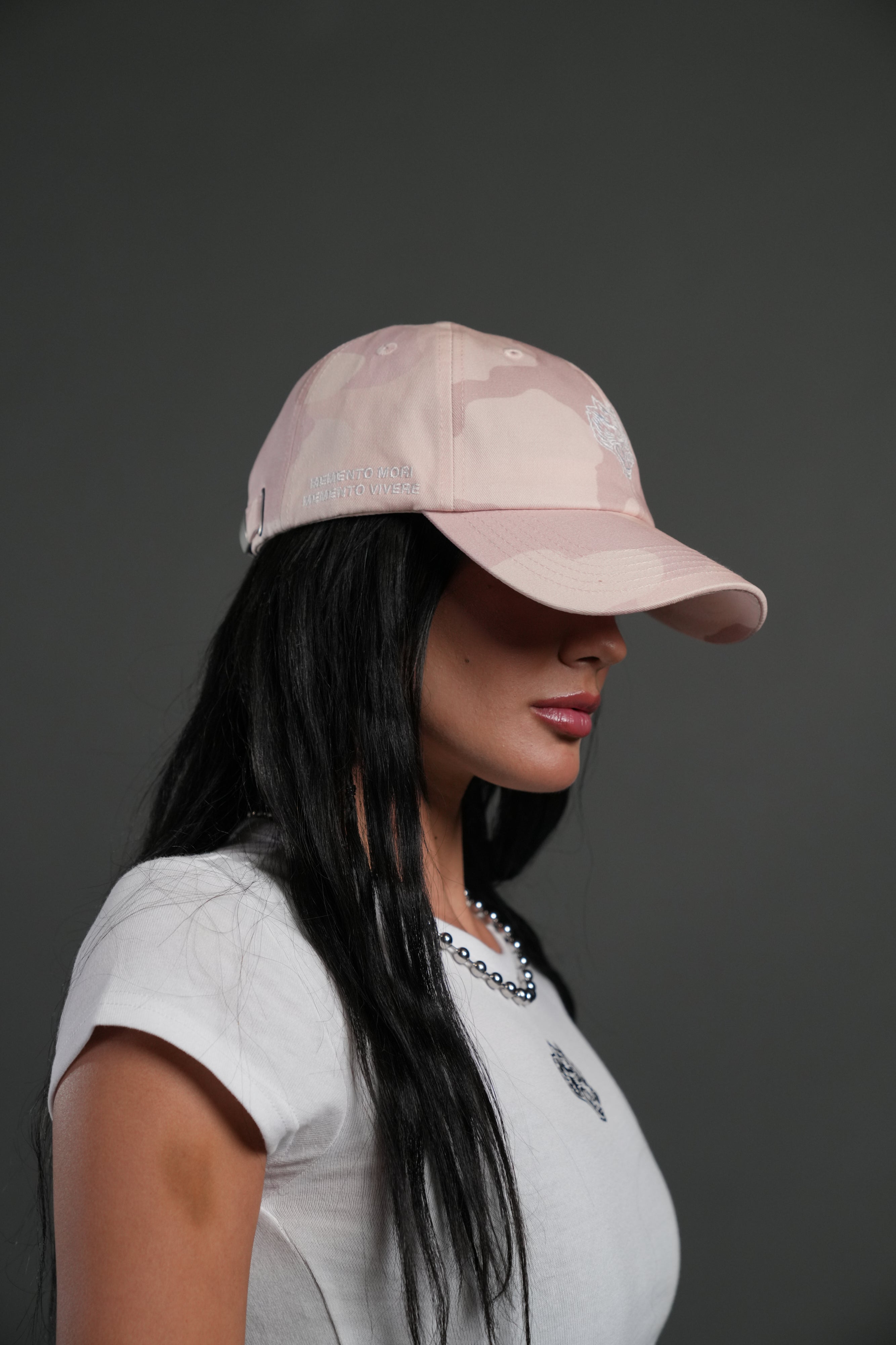 Wolf Head Forever Dad Hat V2 in Blush Vintage Woodland Camo — imagem 5