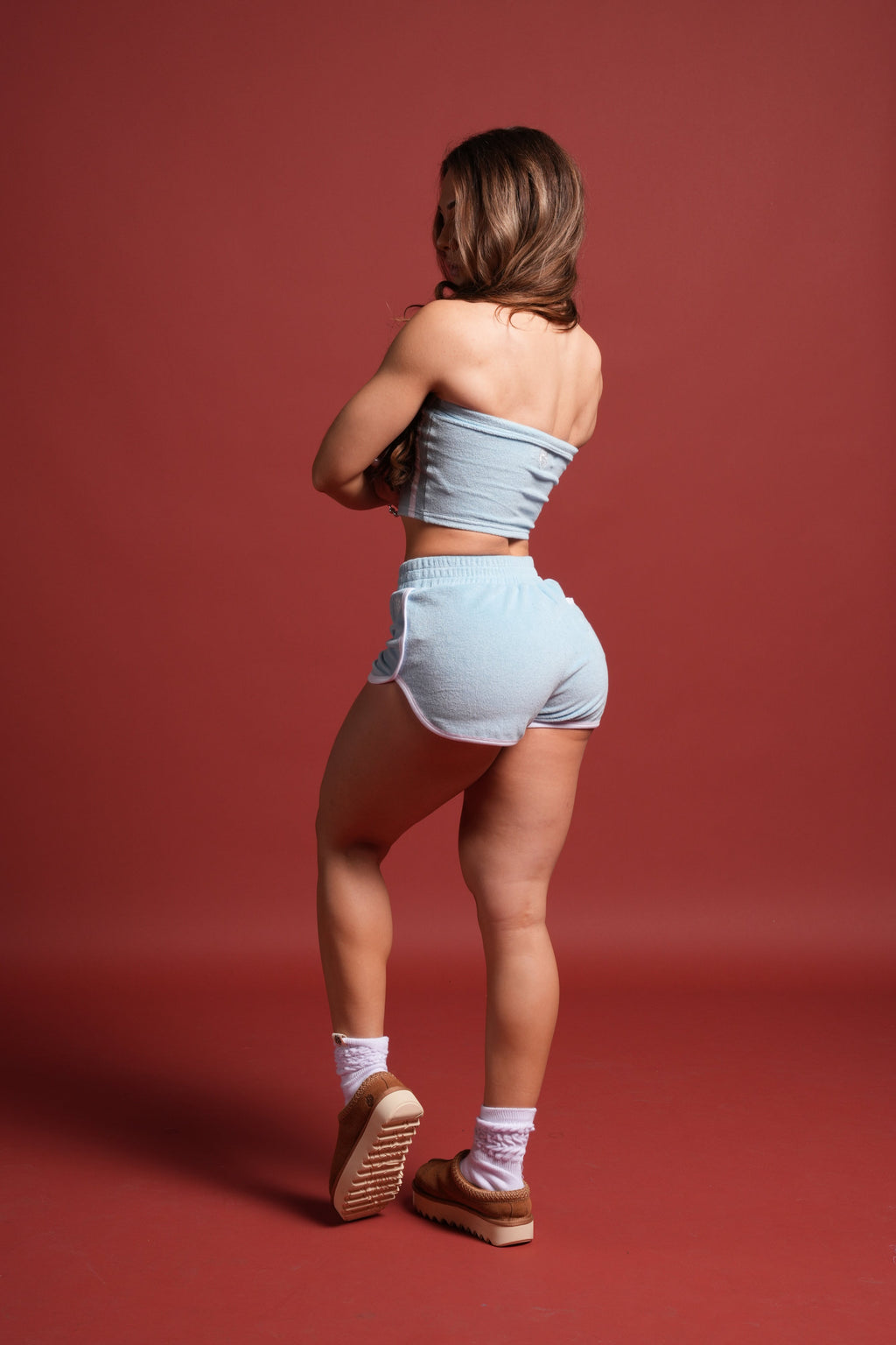 Dual Wolf Tia Track Shorts in Baby Blue - imagem 11