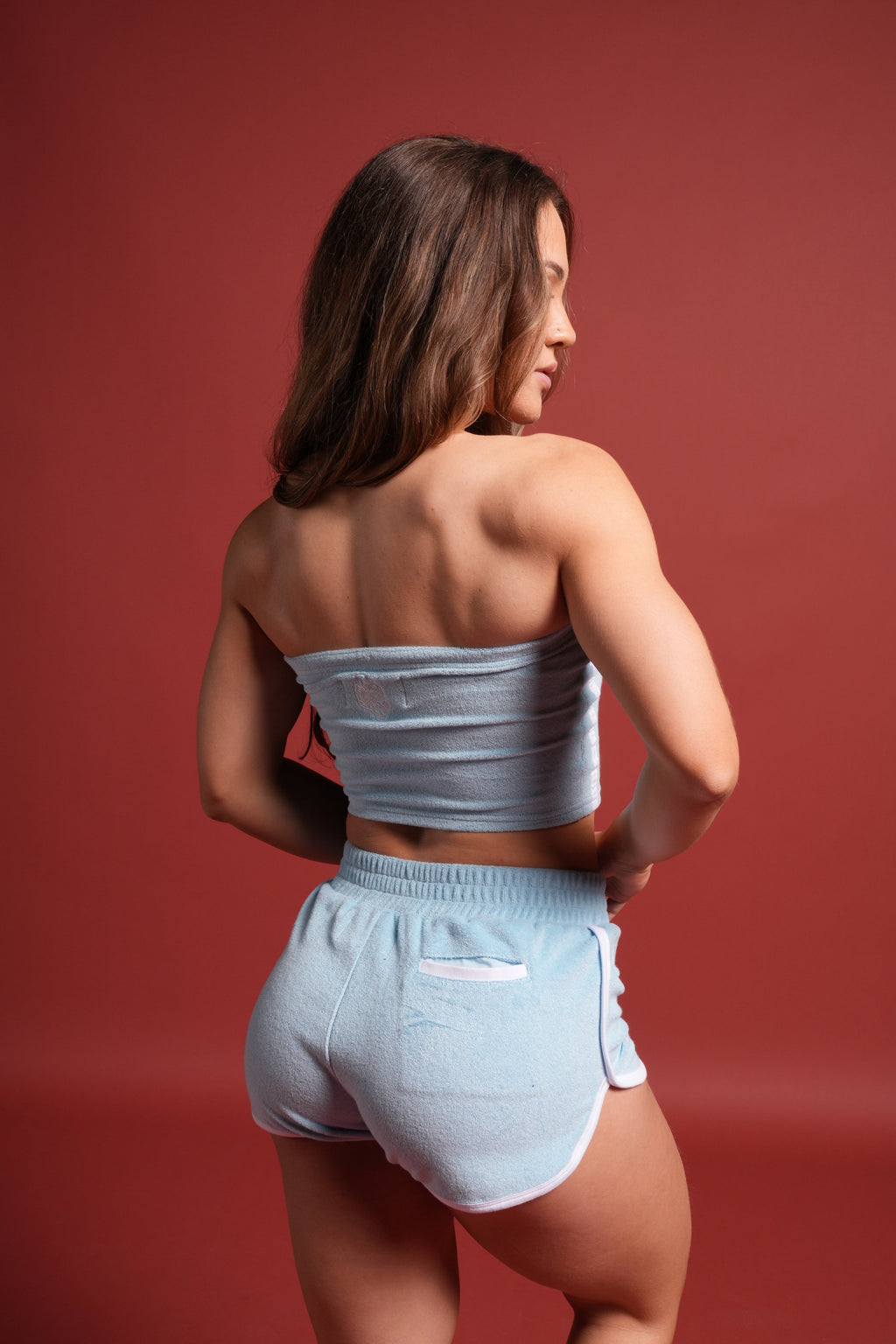Dual Wolf Tia Track Shorts in Baby Blue - imagem 4