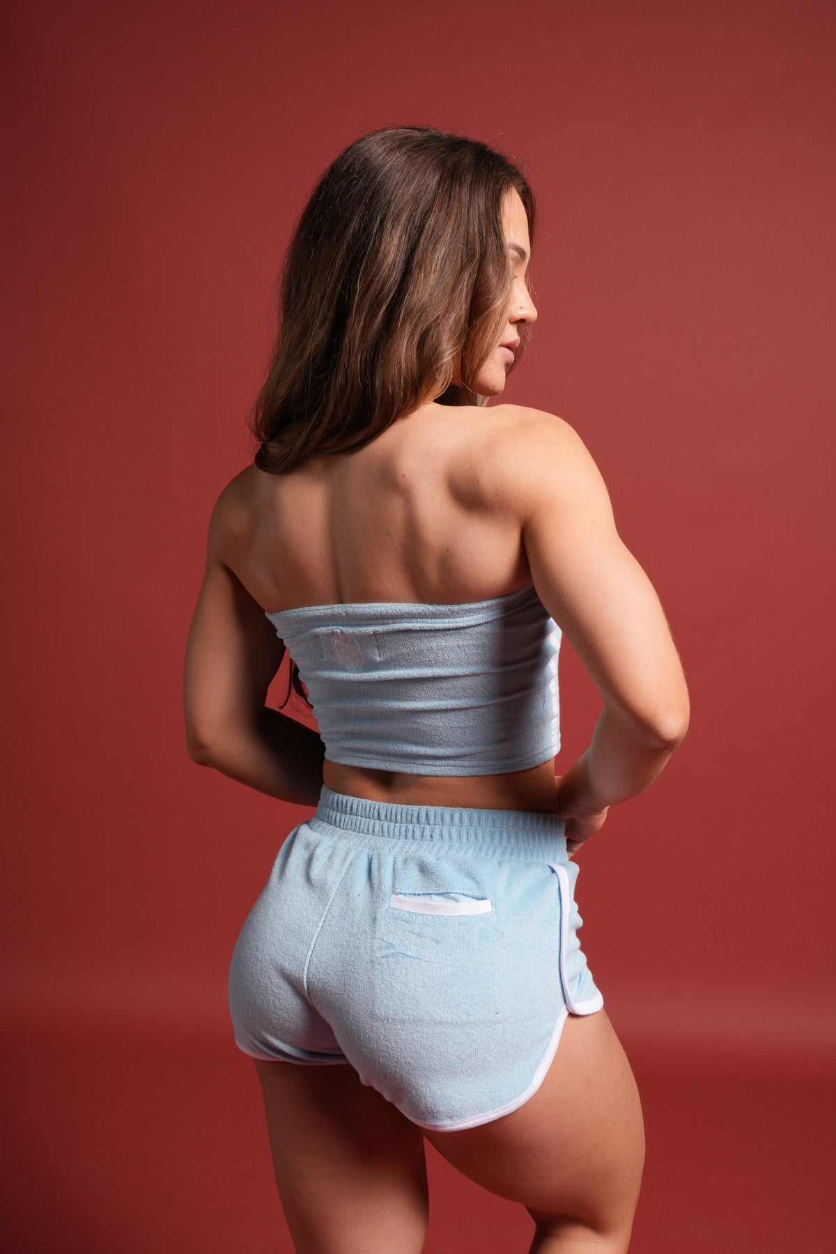 Dual Wolf Tia Track Shorts in Baby Blue - imagem 4