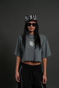 Faded Paisley Premium Oversized Cropped Tee in Greek Stone — imagem 1