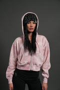 Cherub NFGU "Sage" Cropped Zip Hoodie in Blush Vintage Woodland Camo — imagem 1