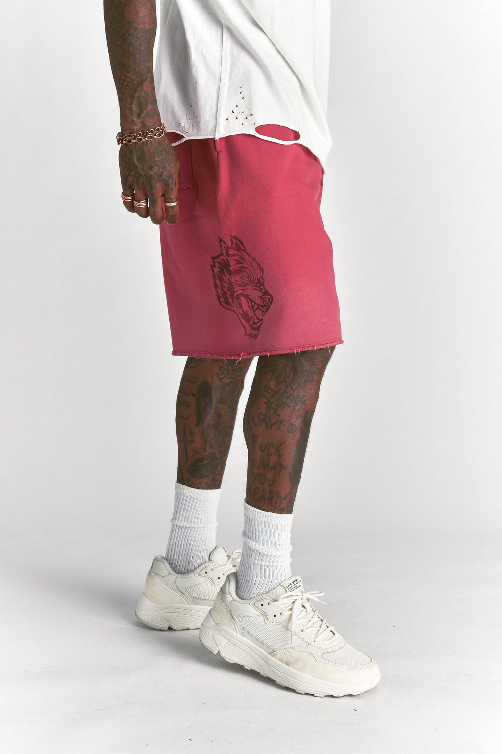 Ohana League Grunge Brock Sweat Short in Roman Red Drift Wash — imagem 6