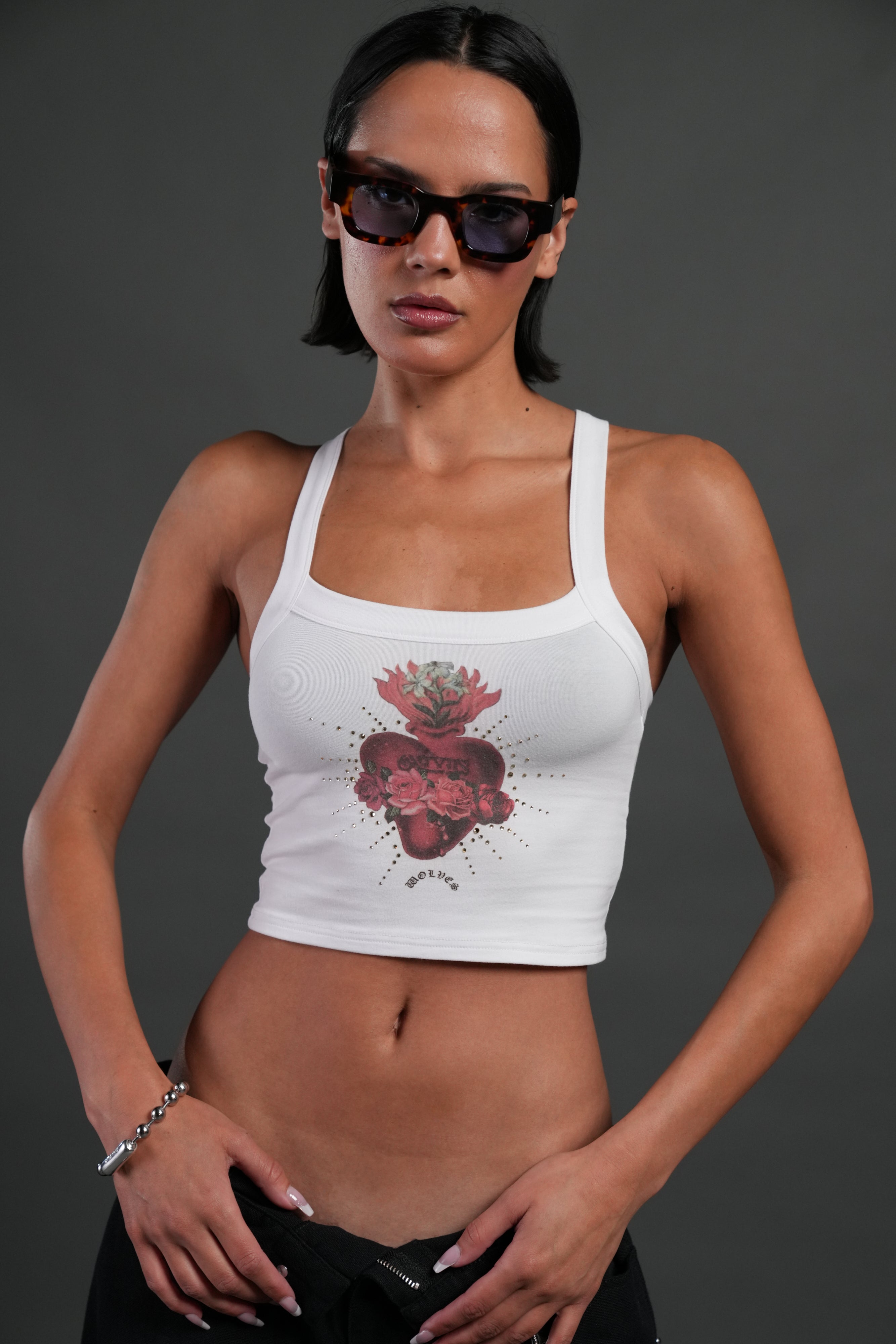 Heart Oath "Ella" Tank in White — imagem 1