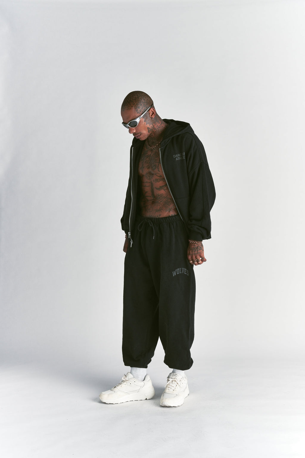 Darc Sport Athletics "Darco" Double Zip Hoodie in Black Sun Fade/Black — imagem 4