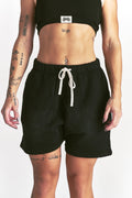 IYKYK Patched Oversized Sweat Short in Black Sun Fade — imagem principal