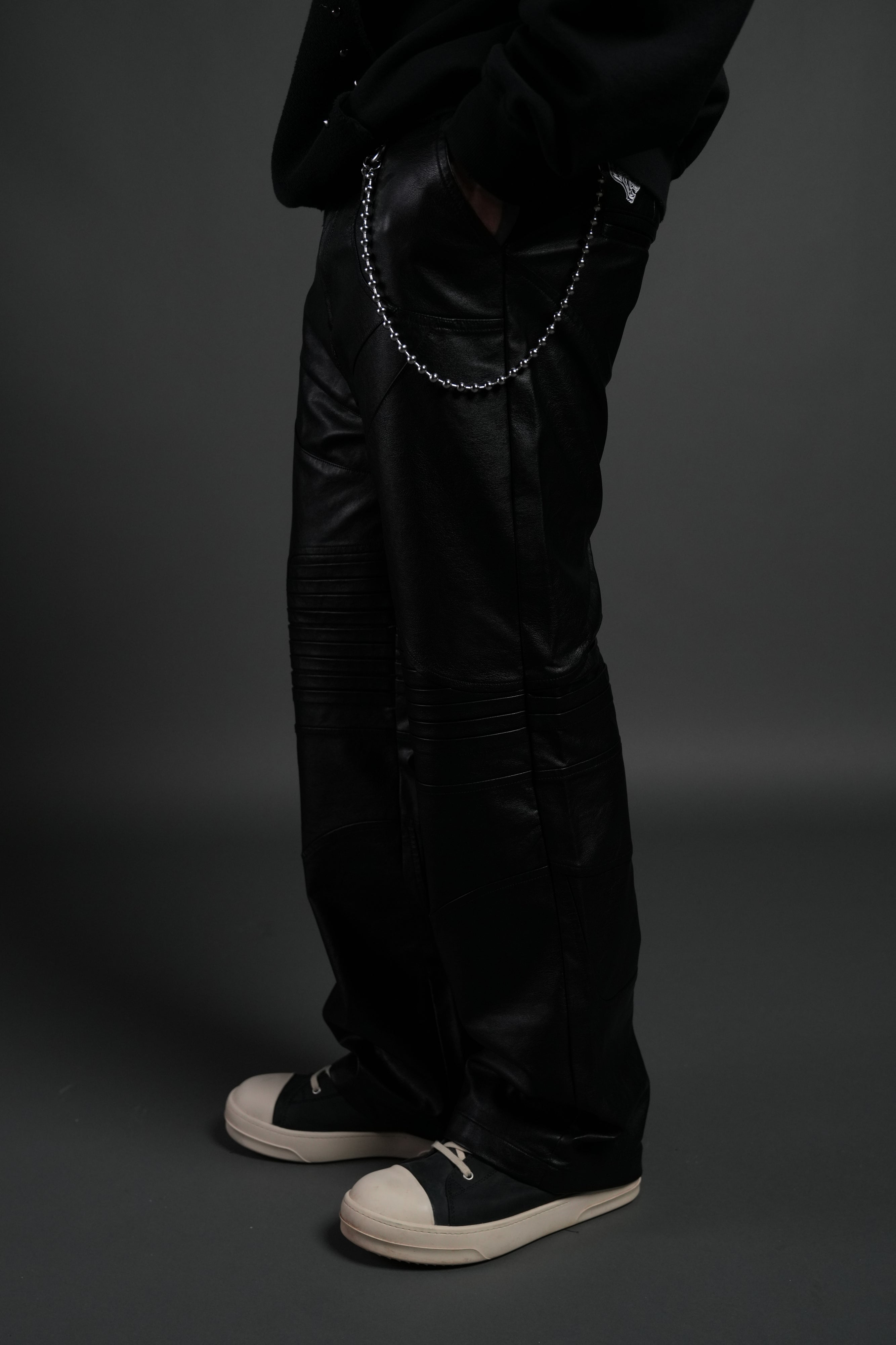 Wolves Chopper McKagan Faux Leather Pants in Black — imagem 4