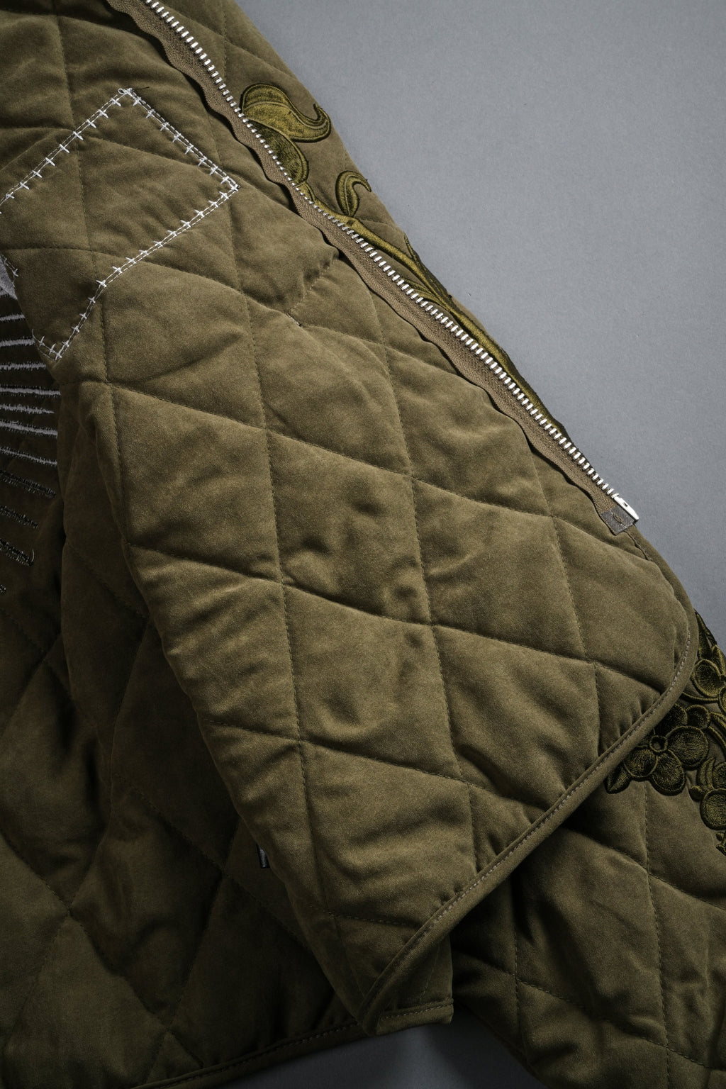 Sacred Wolves Boxy Darco Quilted Jacket in Olive - imagem 12