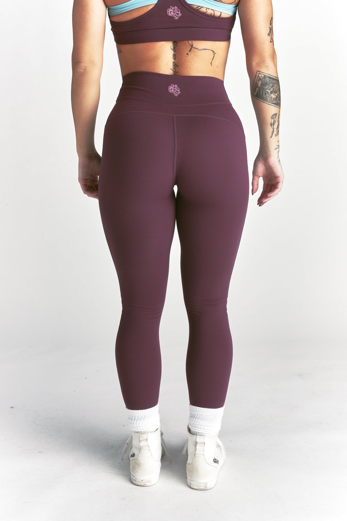 Wolf "Celine" Stripe Energy Leggings in Fig/Dusty Turquoise — imagem 3