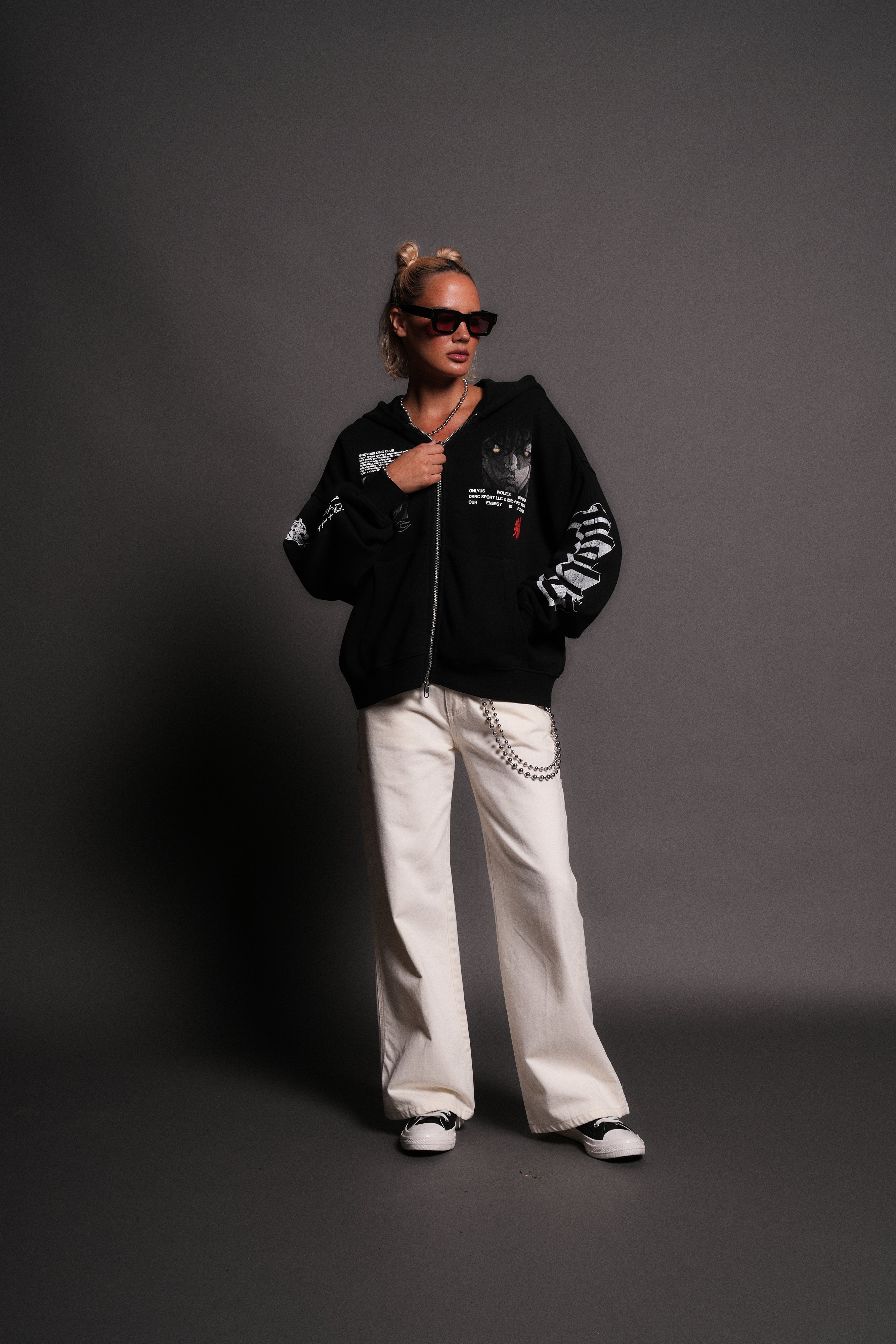Hanma Legacy Darco Double Zip Hoodie in Black — imagem 7