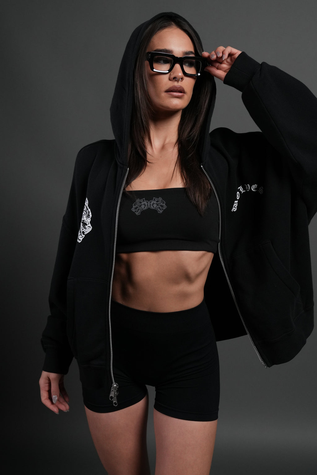 Next Of Kin NFGU Vex Double Zip Hoodie in Black — imagem 2