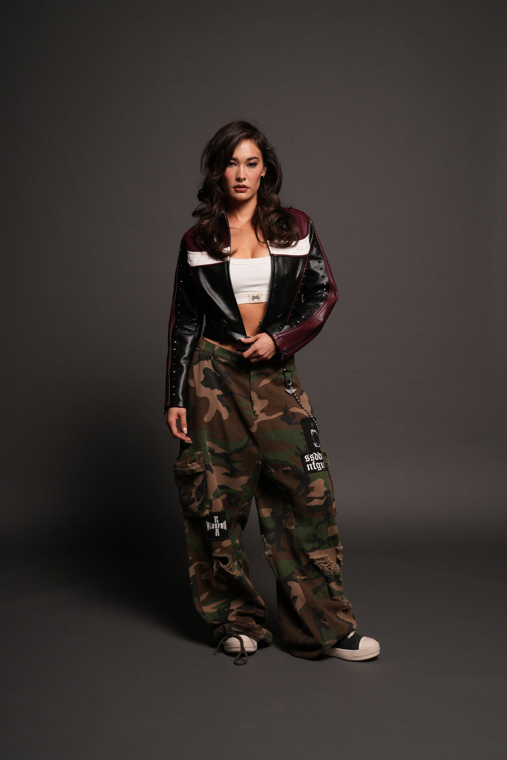 Mori Thorns Letty Moto Jacket In Black/Oxblood