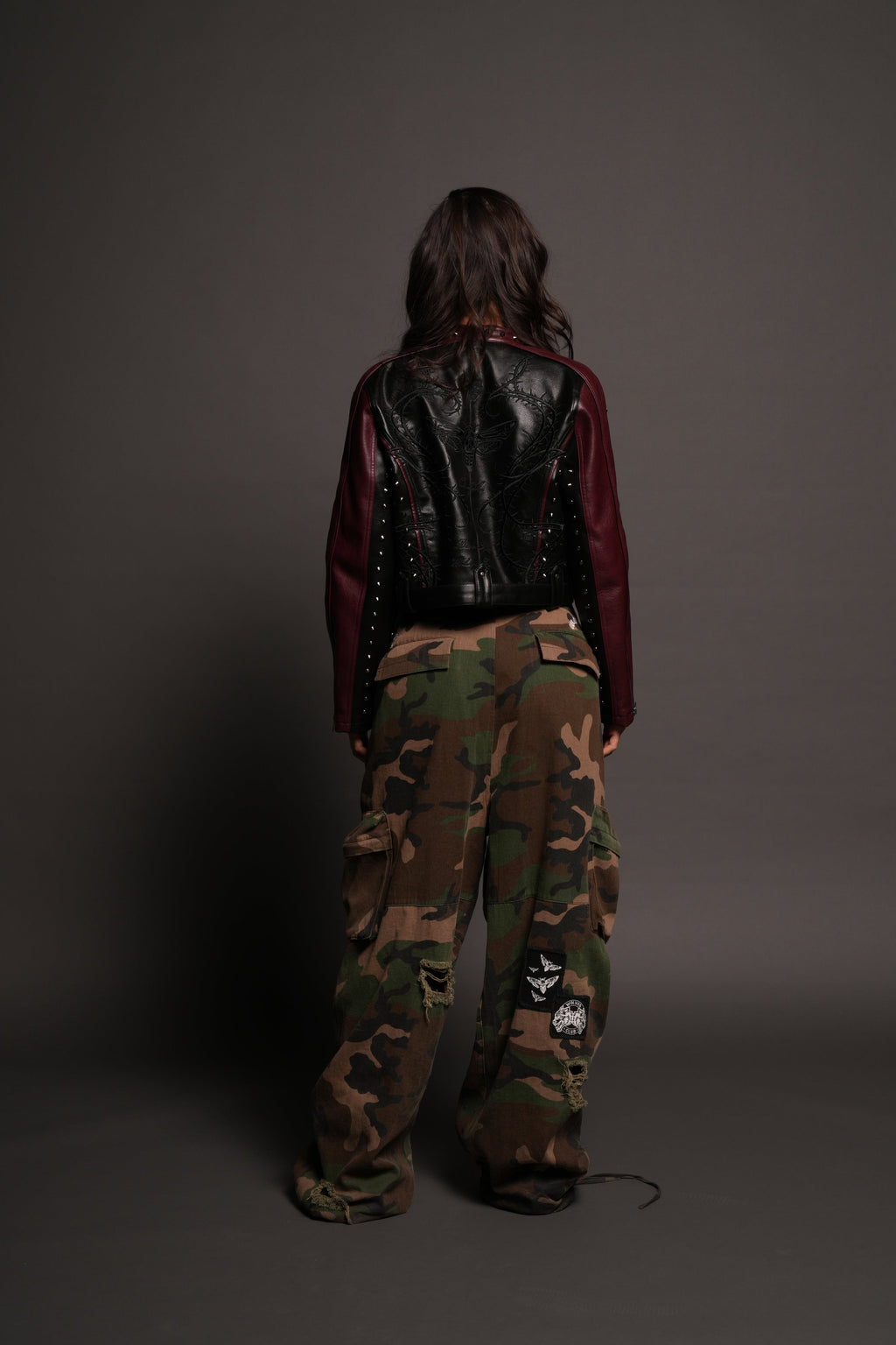 Mori Thorns Letty Moto Jacket In Black/Oxblood