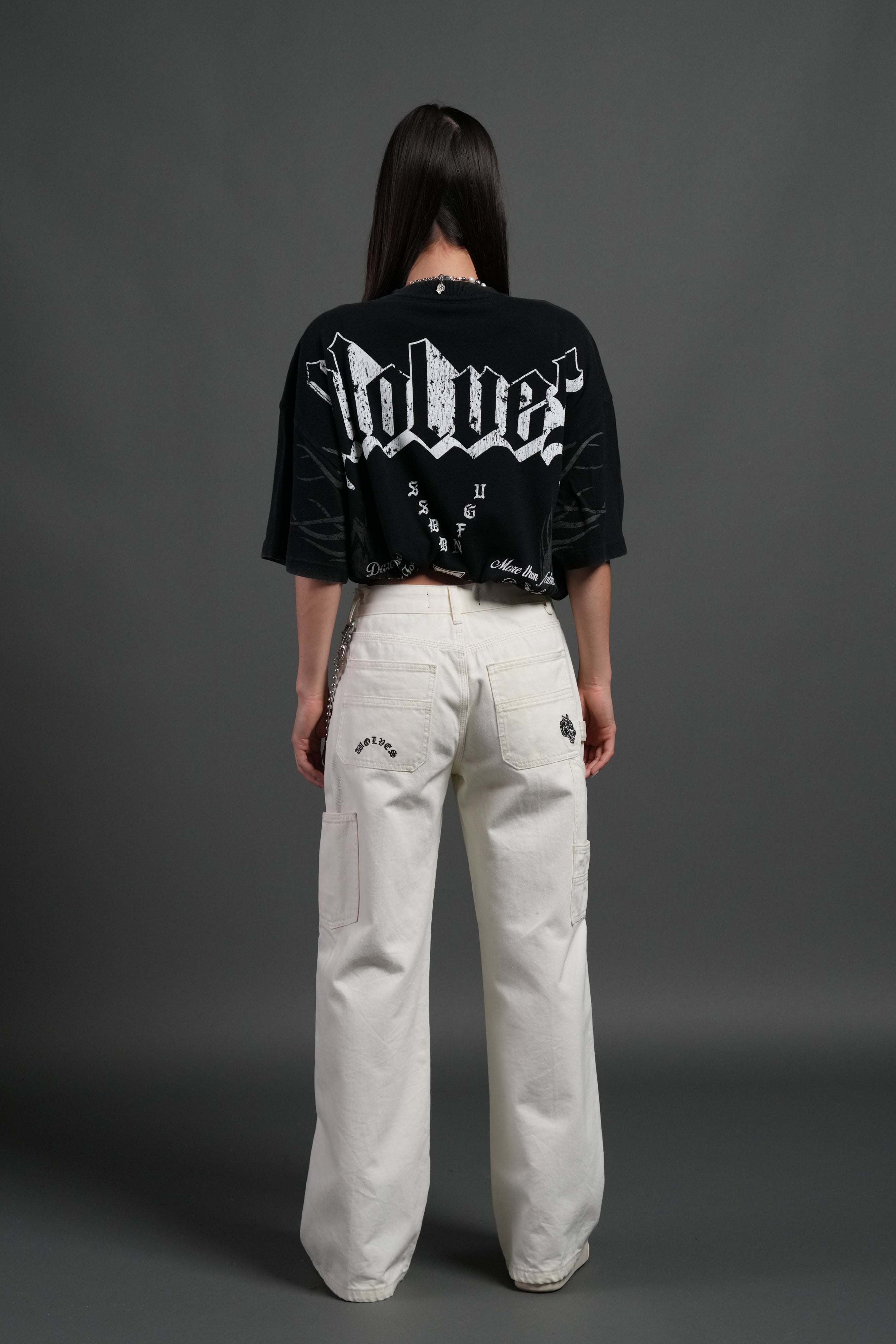 Wlvs Fire Premium Oversized Tee in Black — imagem 6
