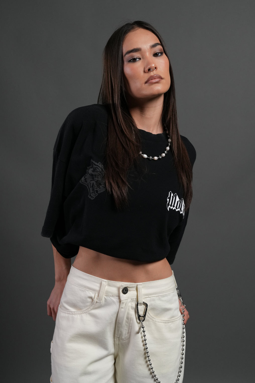 Wlvs Fire Premium Oversized Tee in Black — imagem 2