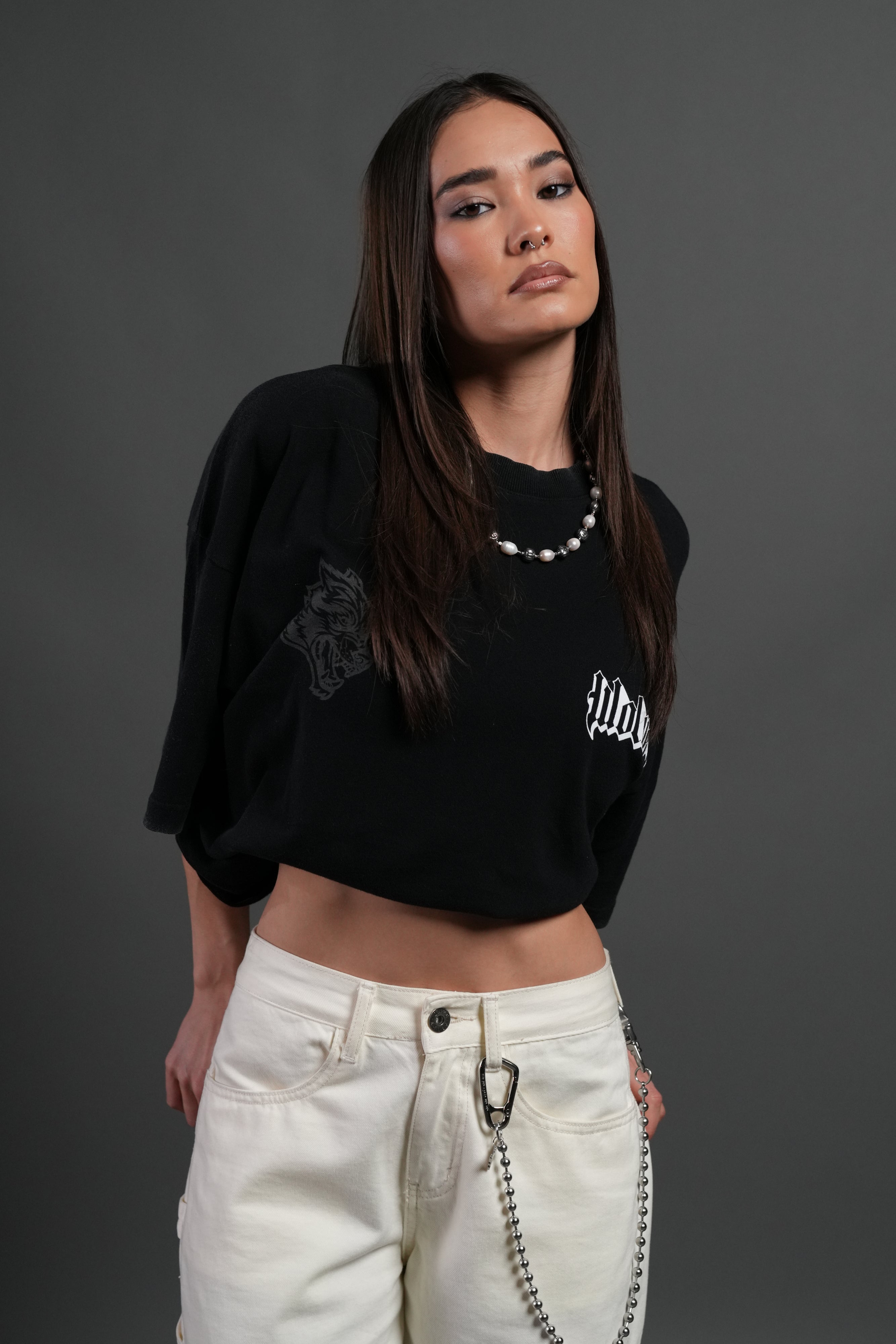 Wlvs Fire Premium Oversized Tee in Black — imagem 2
