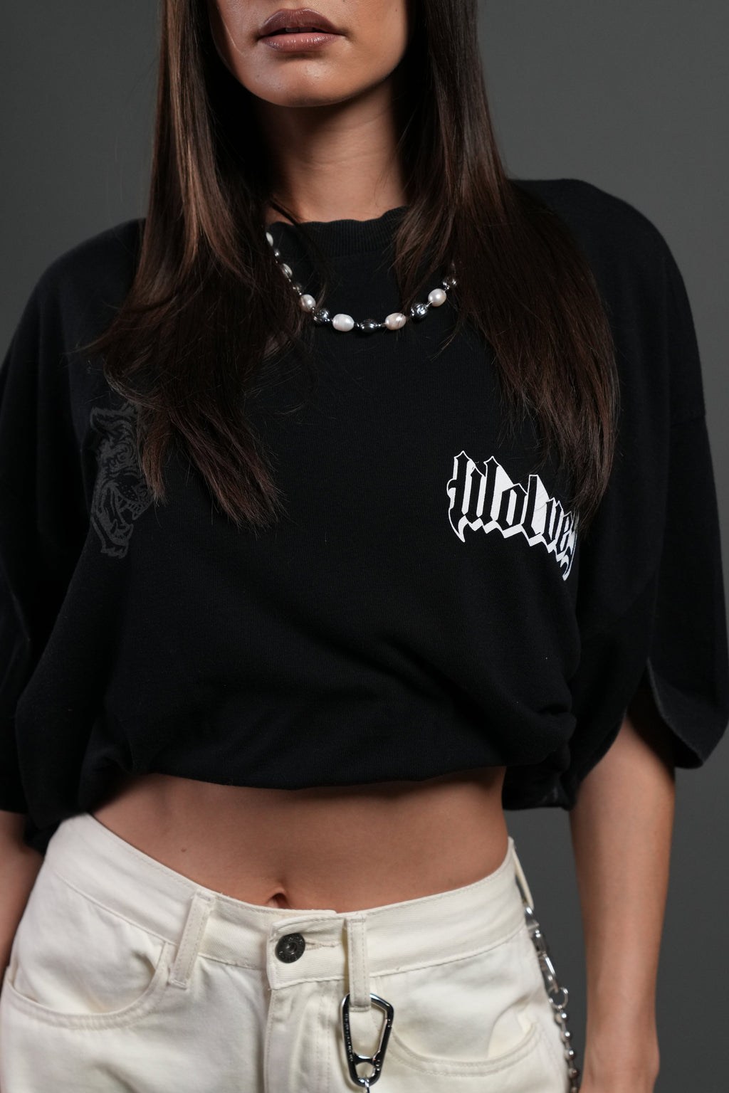 Wlvs Fire Premium Oversized Tee in Black — imagem 7