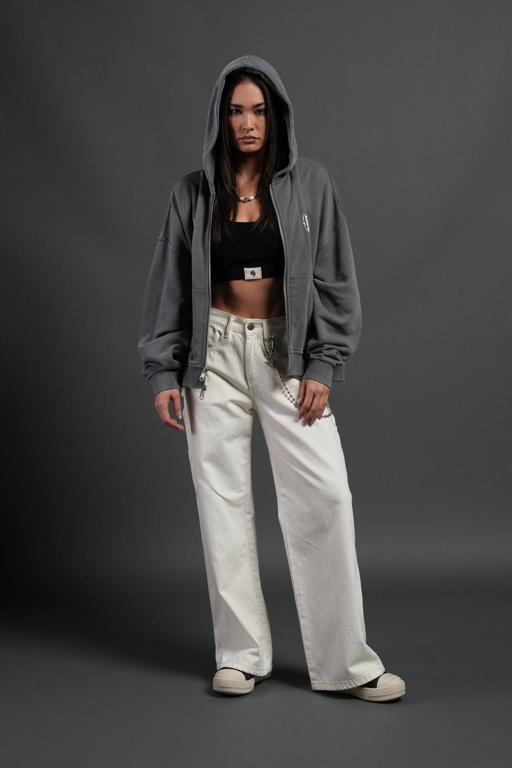 Wlvs Fire Vex Double Zip Hoodie in Slate Gray — imagem 5