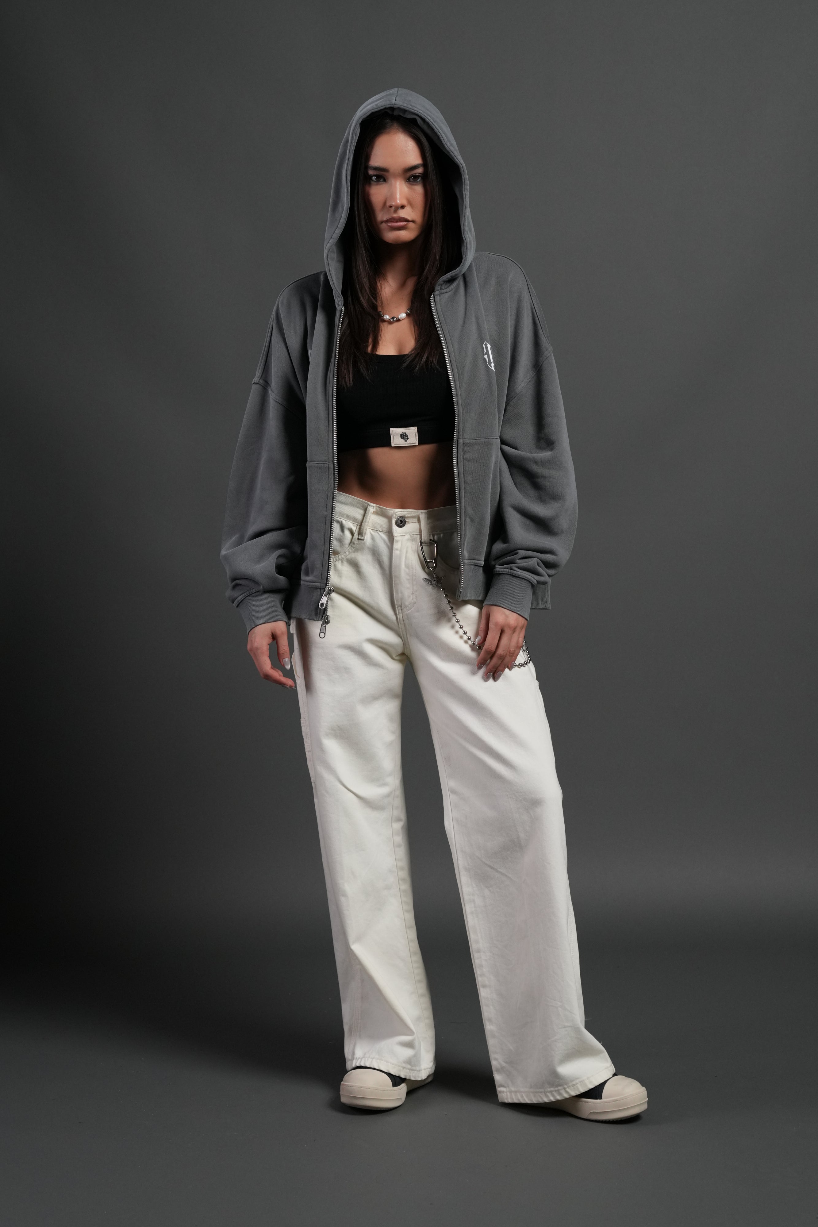 Wlvs Fire Vex Double Zip Hoodie in Slate Gray — imagem 5