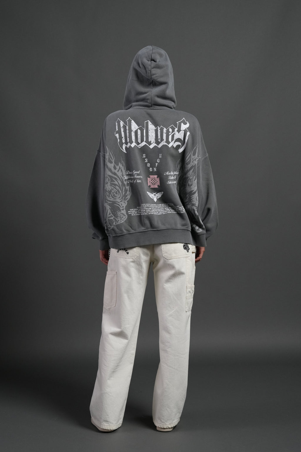 Wlvs Fire Vex Double Zip Hoodie in Slate Gray — imagem 6