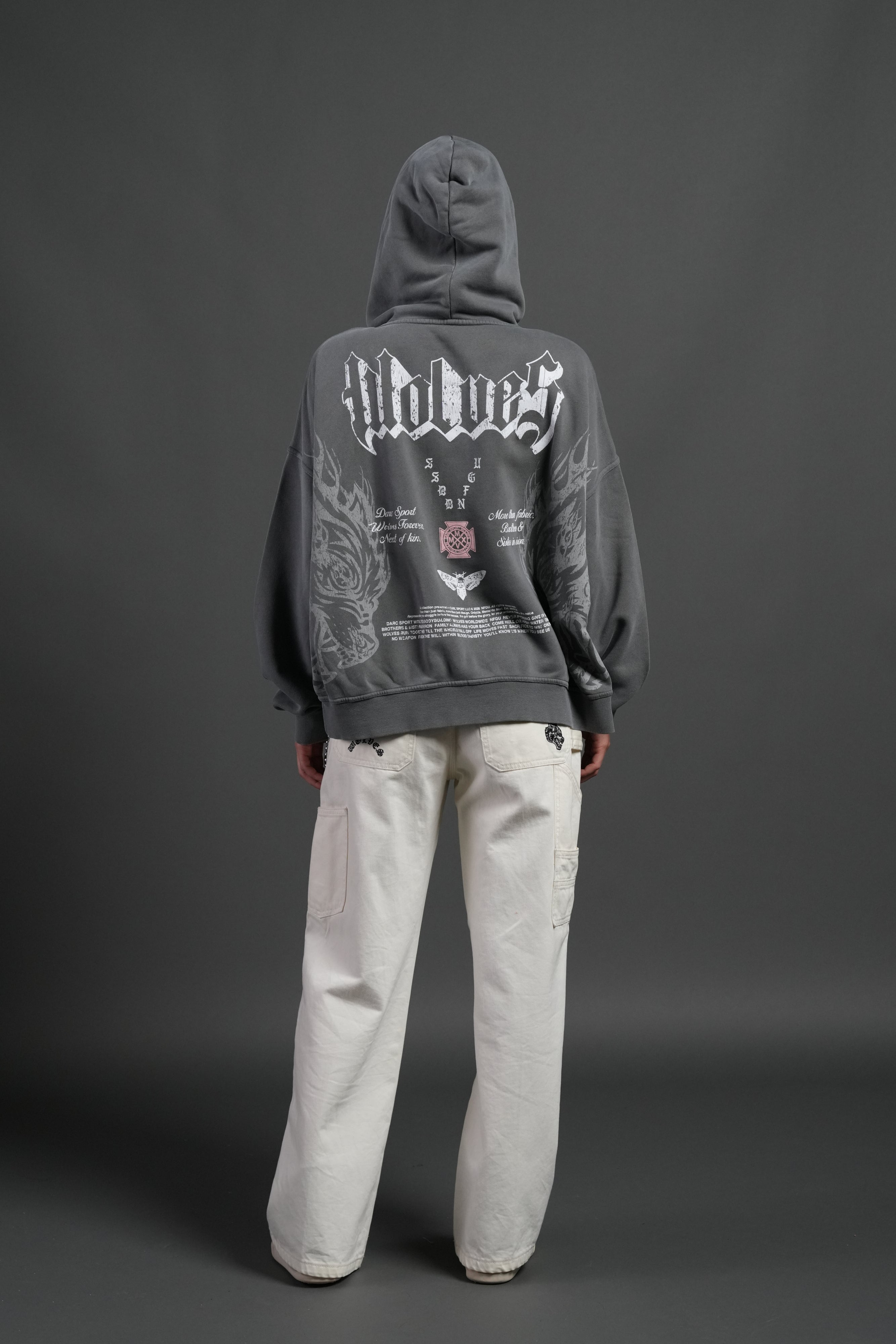 Wlvs Fire Vex Double Zip Hoodie in Slate Gray — imagem 6