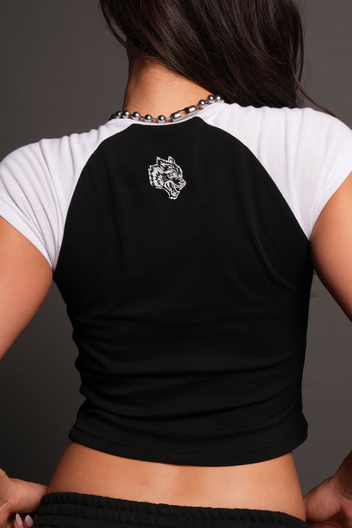 Night Blade Lina Raglan Baby Tee In Black/White