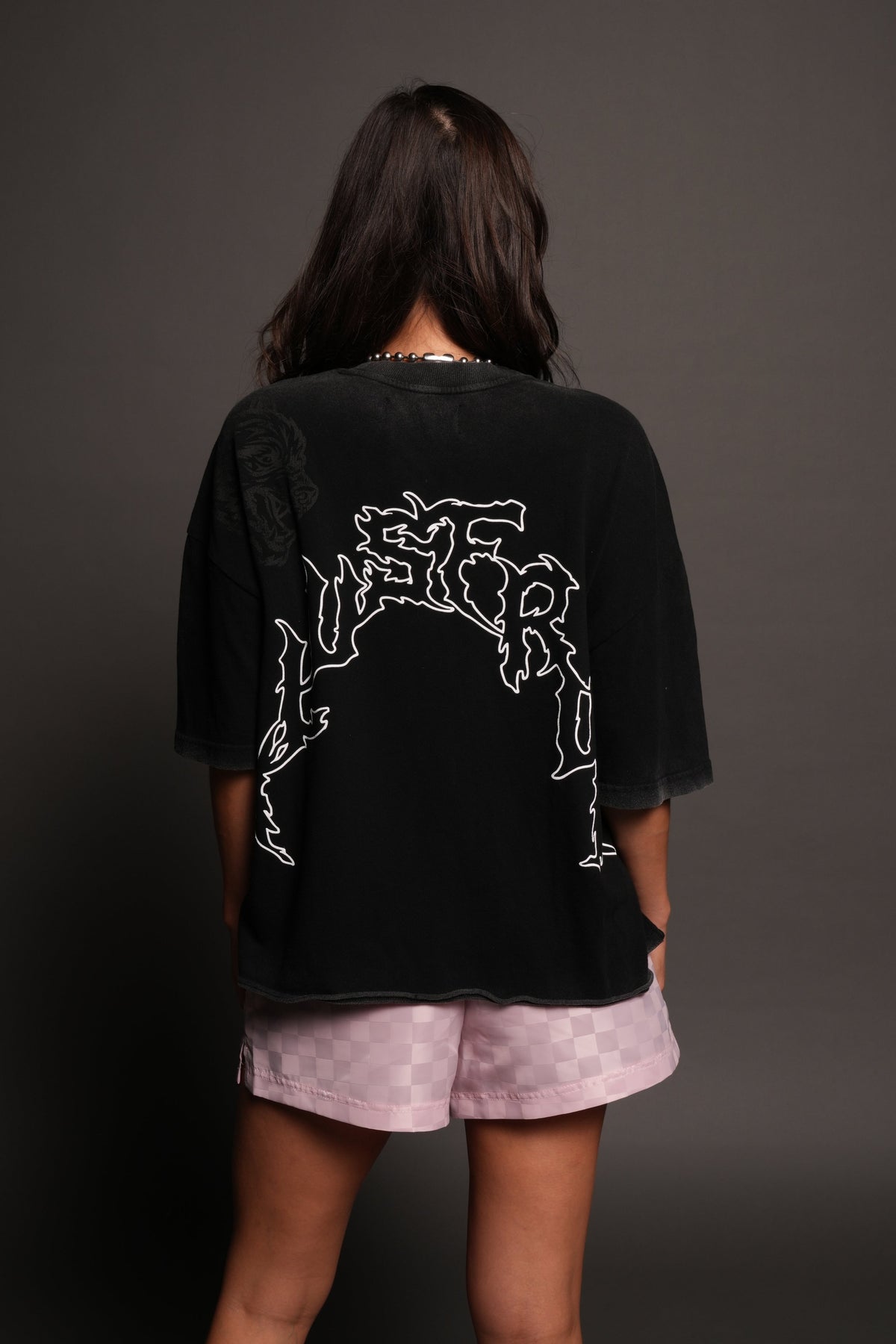 Night Blade Premium Raw Hem Box Cut Tee In Black