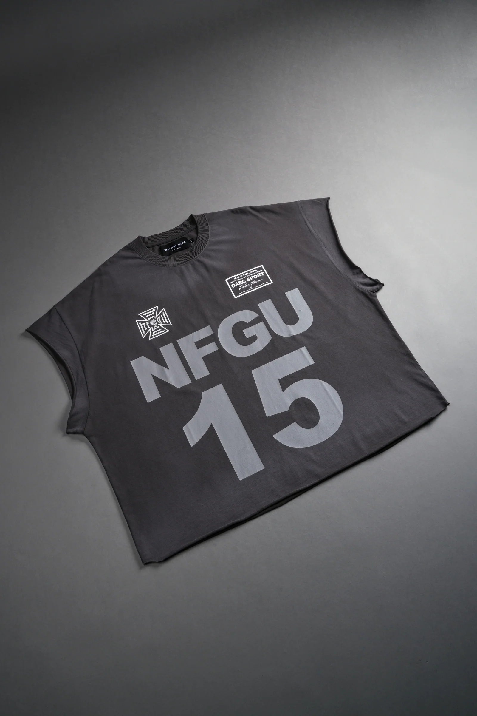 SINCE DAY ONE "GRUNGE" CUT OFF TEE IN WOLF GRAY DRIFT WASH