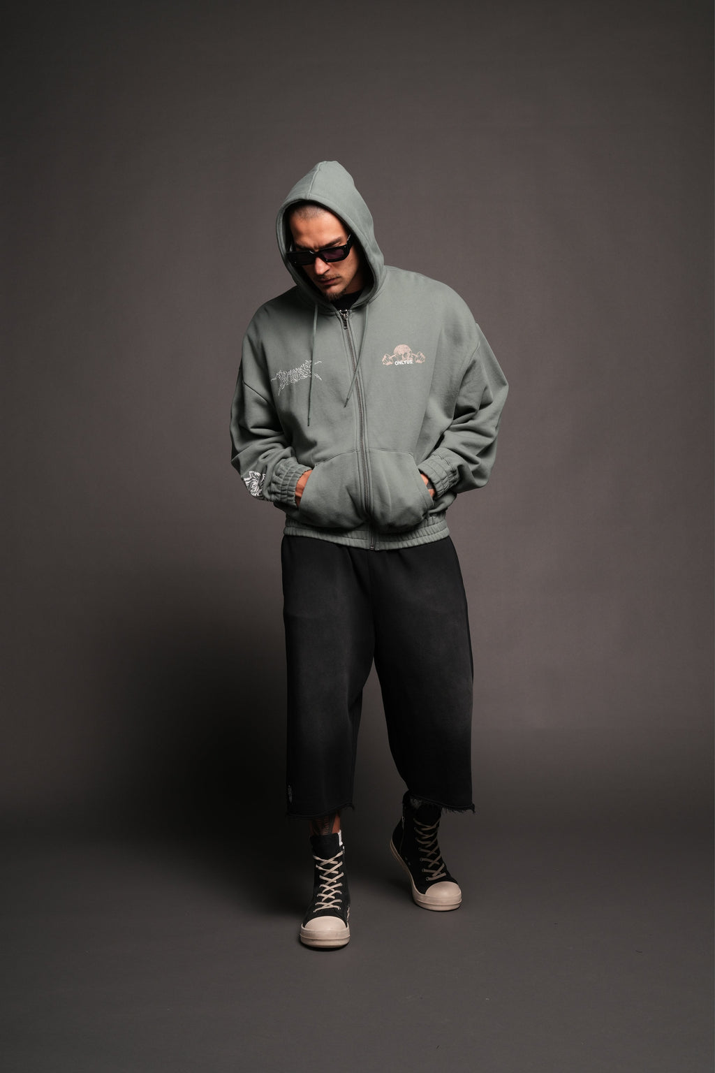 Wolves Bodybuilding Club Chambers Zip Hoodie In Hunter Green - imagem 5