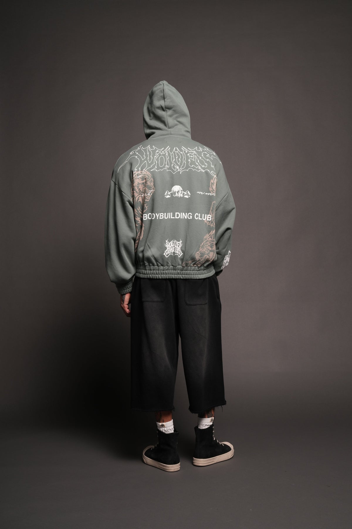Wolves Bodybuilding Club Chambers Zip Hoodie In Hunter Green - imagem 6