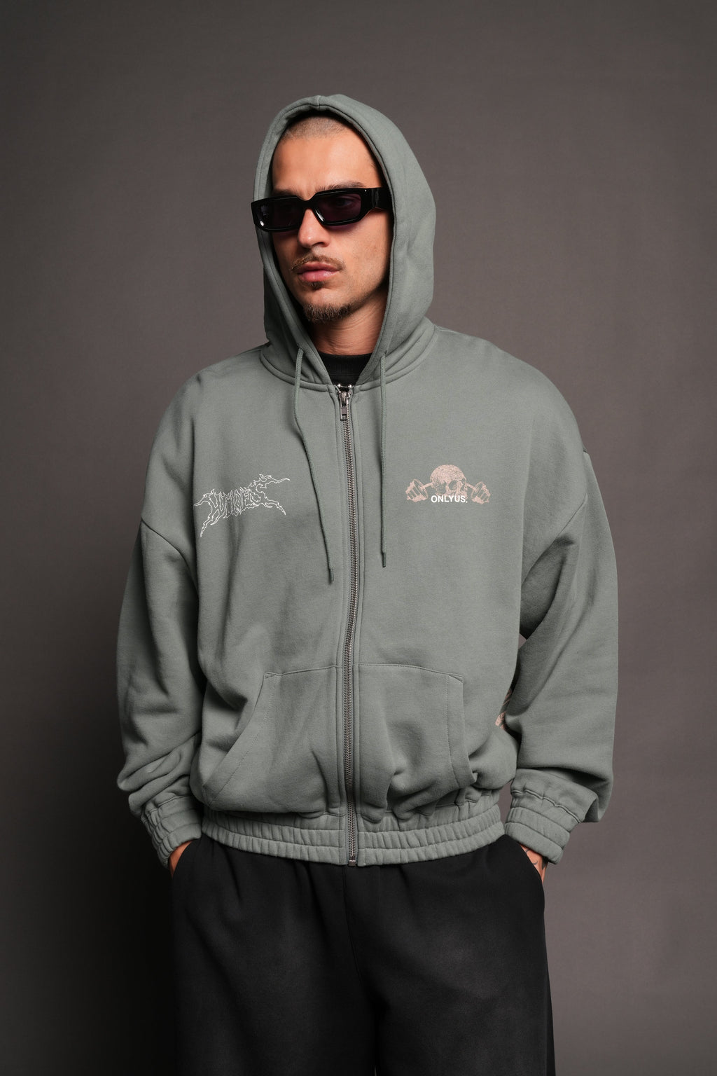 Wolves Bodybuilding Club Chambers Zip Hoodie In Hunter Green - imagem 2