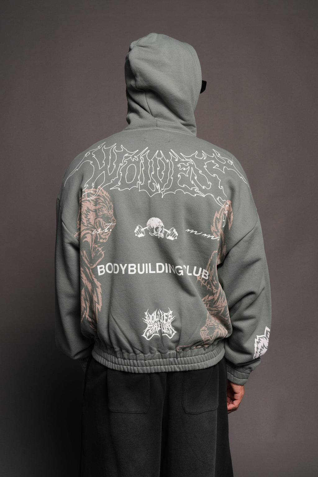 Wolves Bodybuilding Club Chambers Zip Hoodie In Hunter Green - imagem 4
