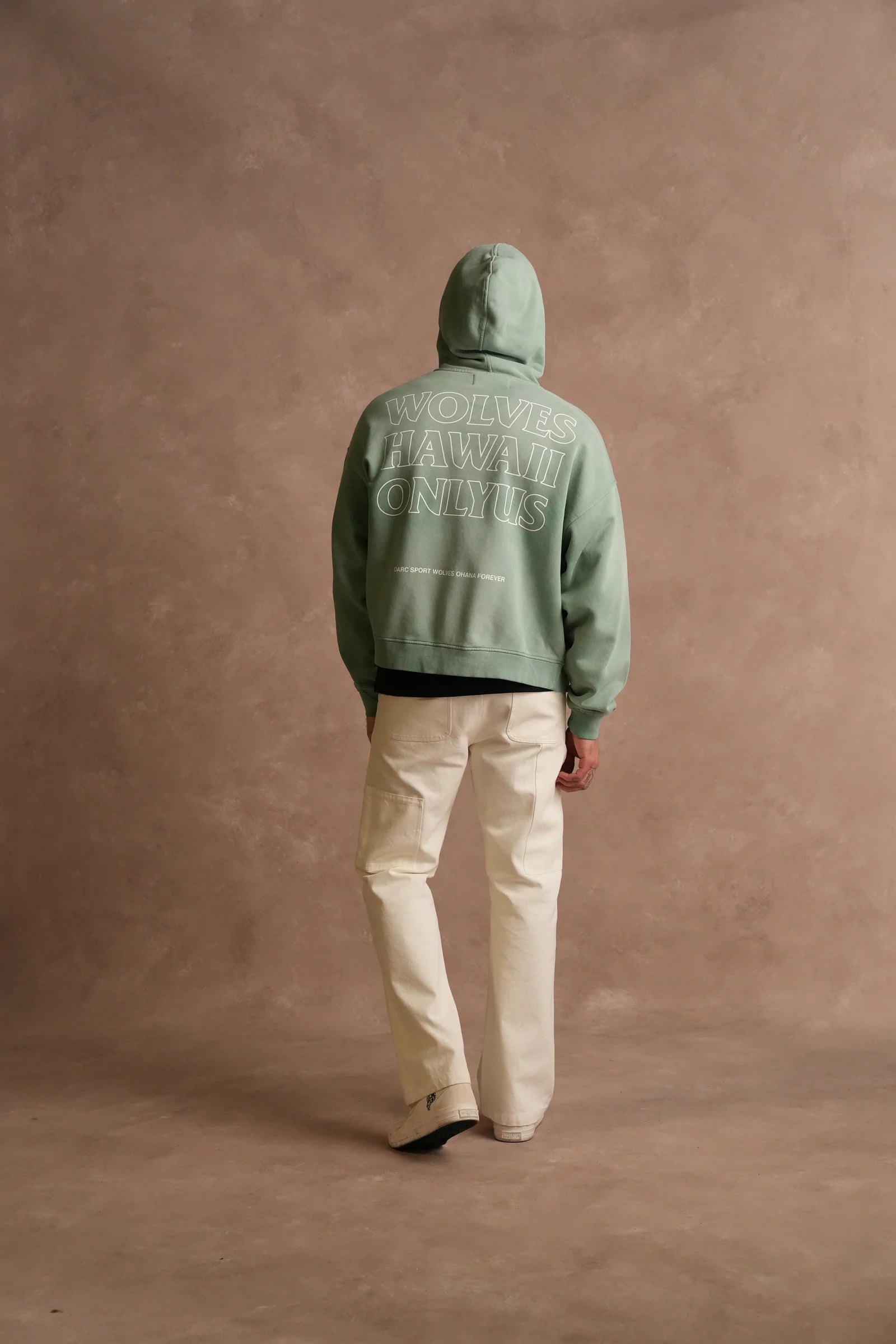 ONLY US HAWAII DARCO DOUBLE ZIP HOODIE IN LUSH GREEN SUN FADE