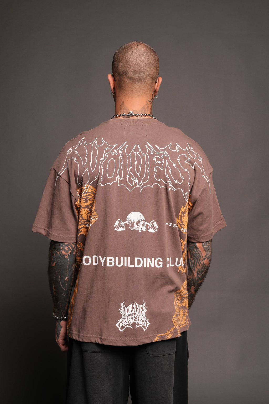 Wolves Bodybuilding Club Premium Tee In Mojave Brown - imagem 4