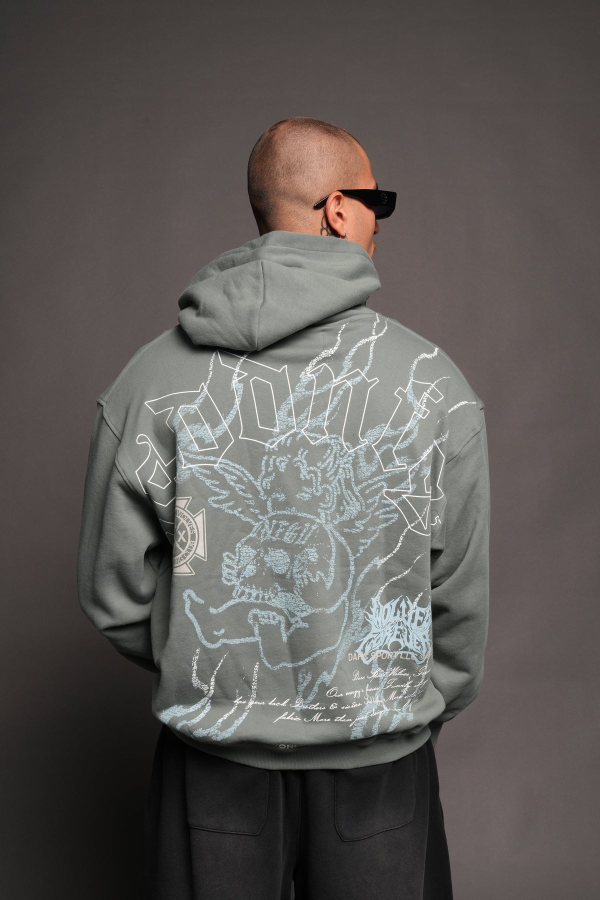 Cherub Flame Pierce Hoodie In Hunter Green - imagem 4