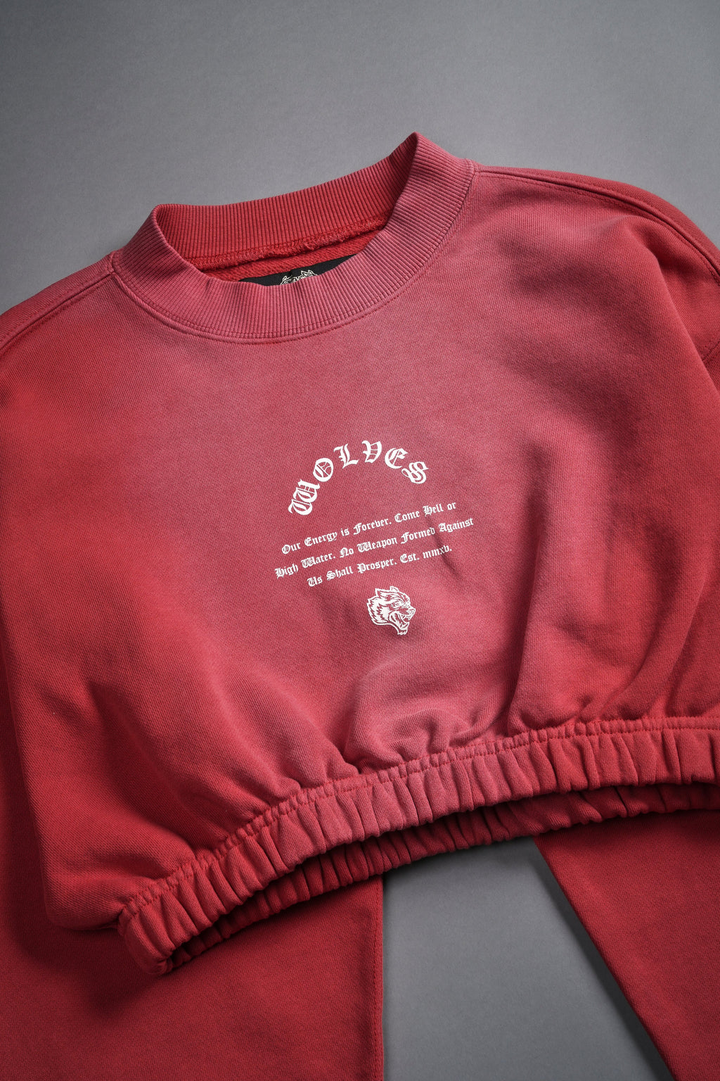 Her Darcness "Gwen" (Cropped) Crewneck in Roman Red Tonal Sun Fade — imagem 7