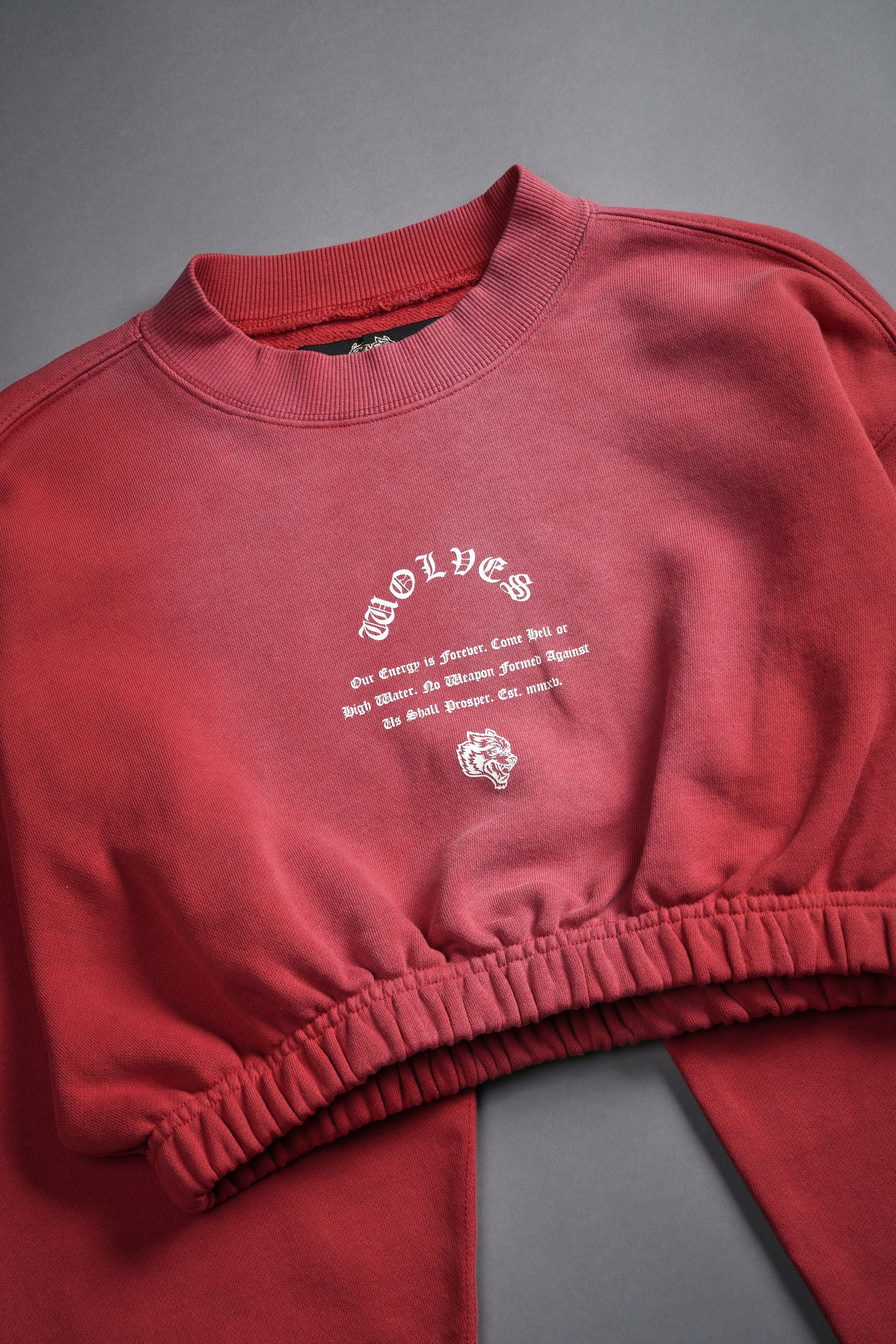 Her Darcness "Gwen" (Cropped) Crewneck in Roman Red Tonal Sun Fade — imagem 7