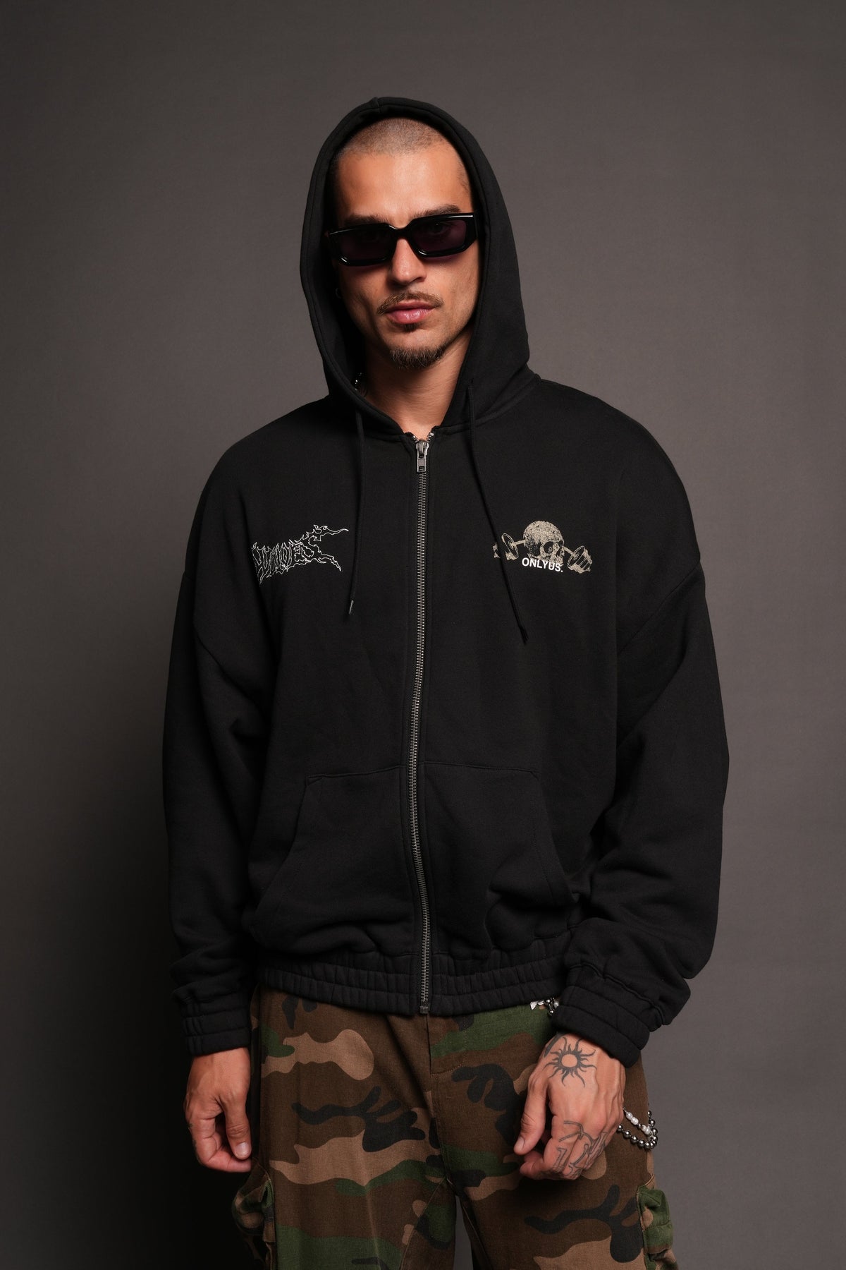 Wolves Bodybuilding Club Chambers Zip Hoodie In Black - imagem 2