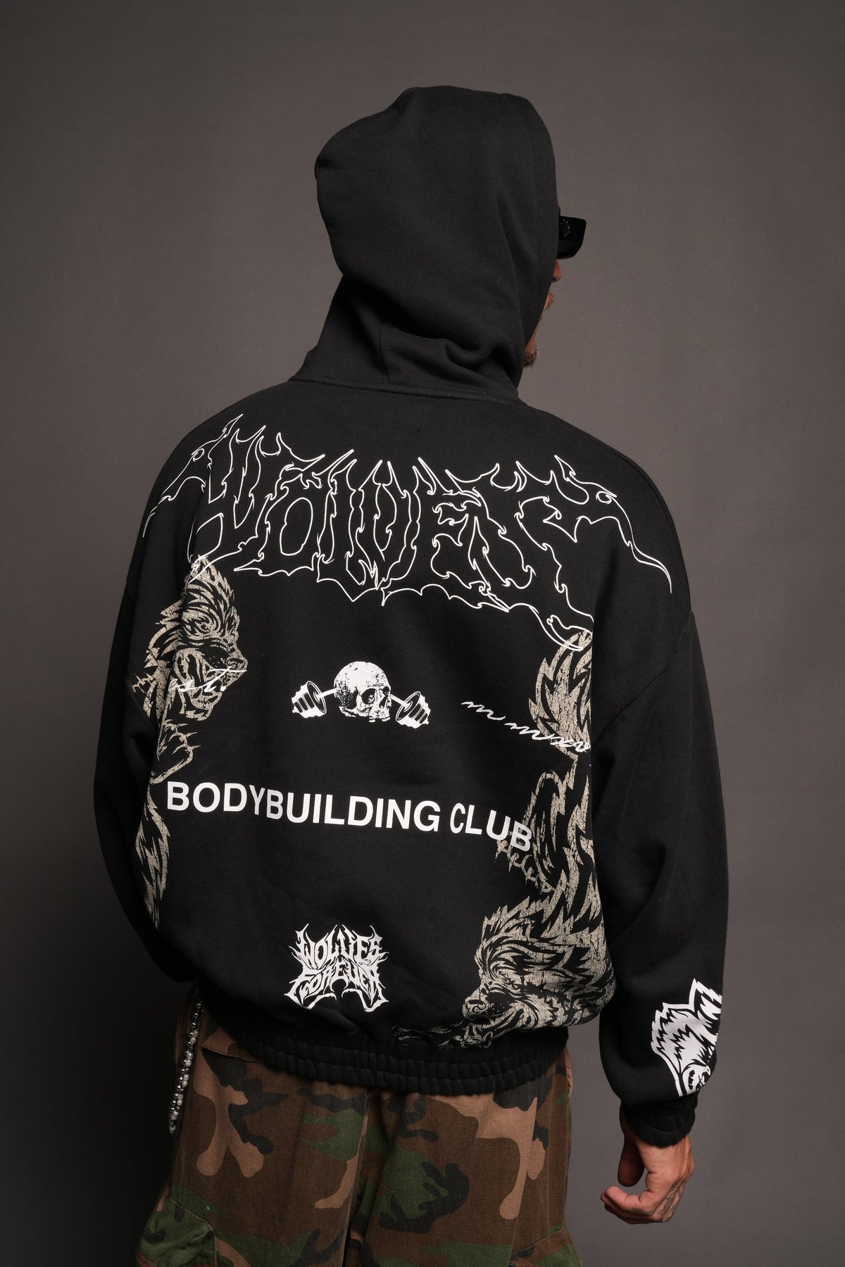 Wolves Bodybuilding Club Chambers Zip Hoodie In Black - imagem 4