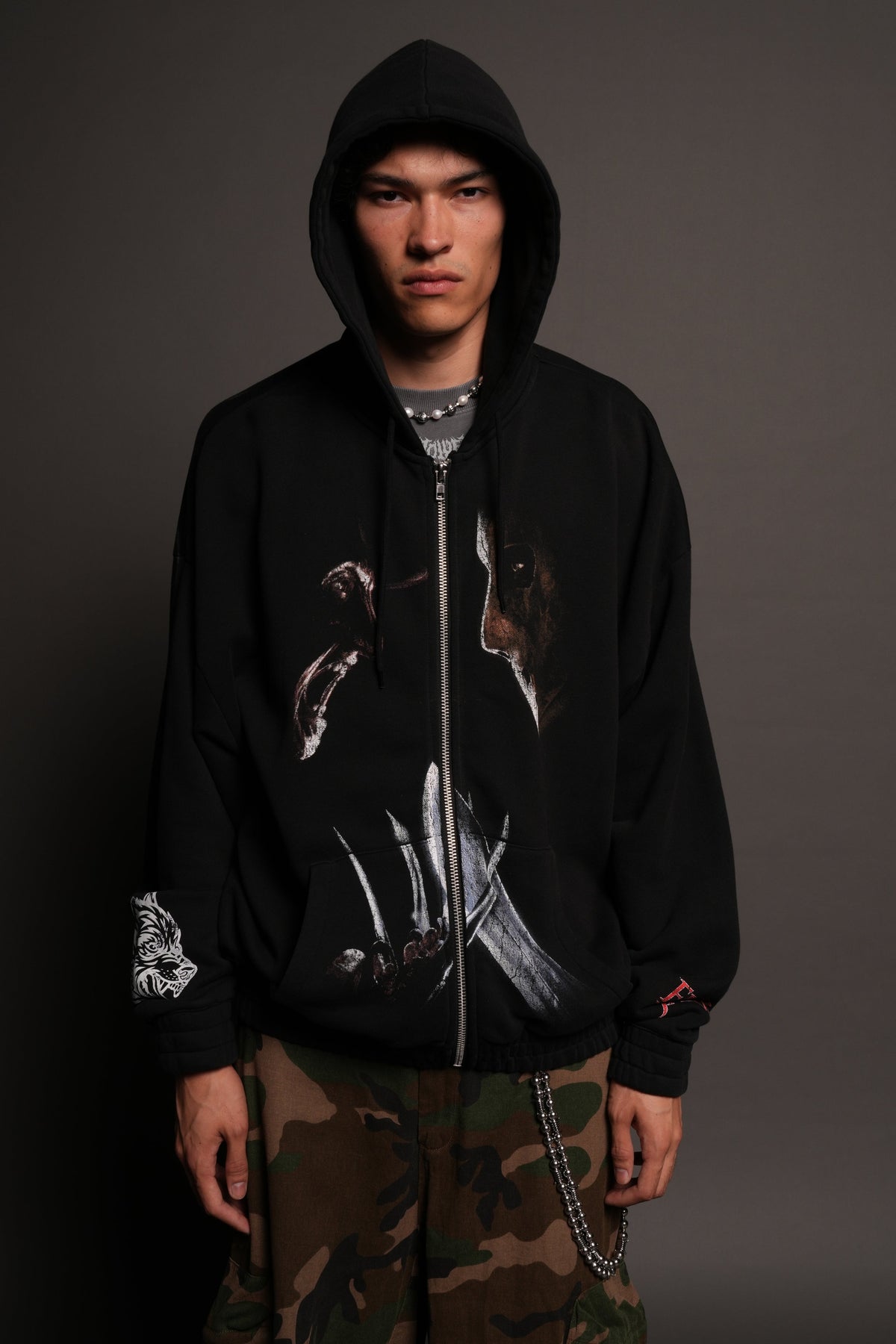 Freddy Vs Jason Chambers Zip Hoodie In Black