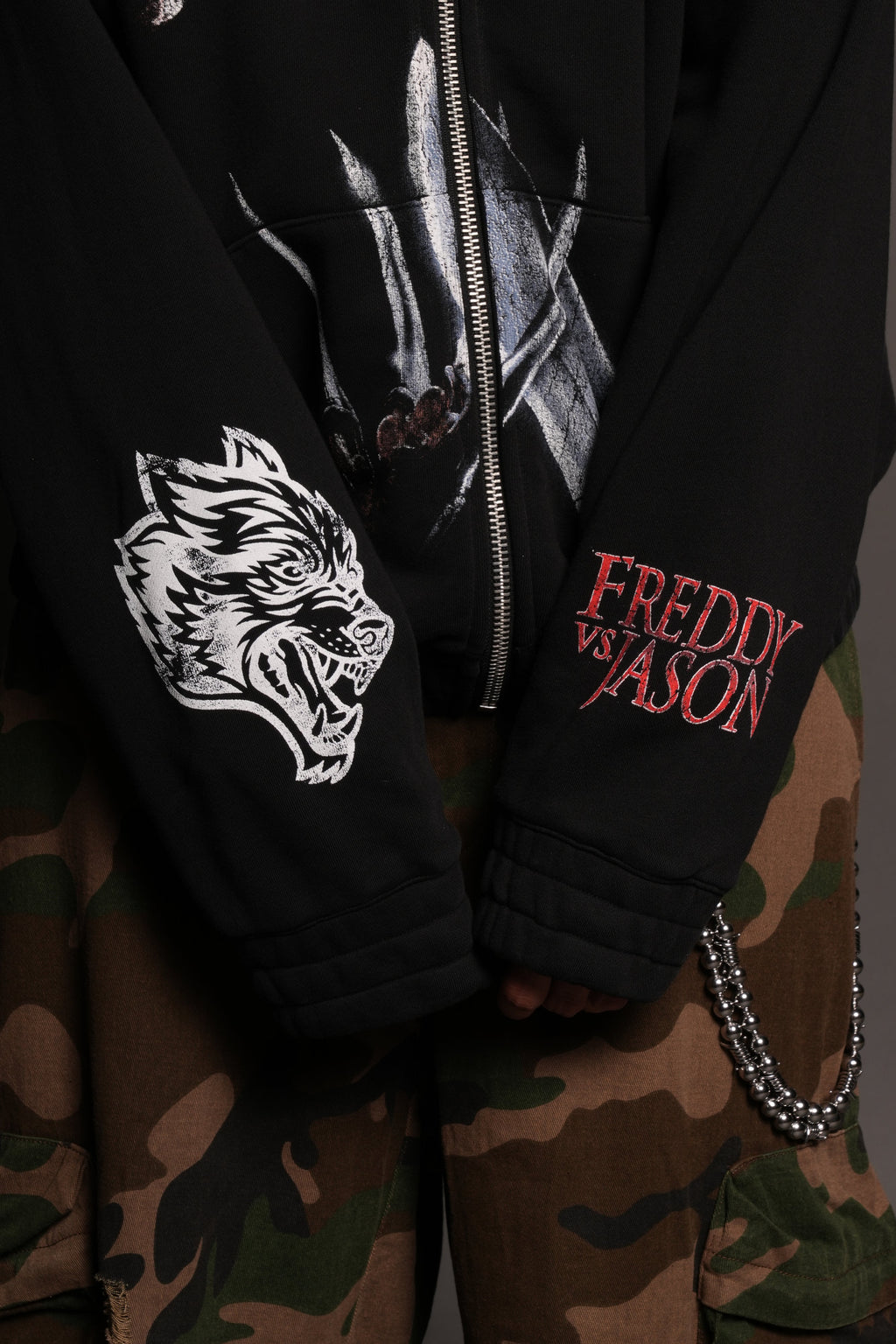 Freddy Vs Jason Chambers Zip Hoodie In Black