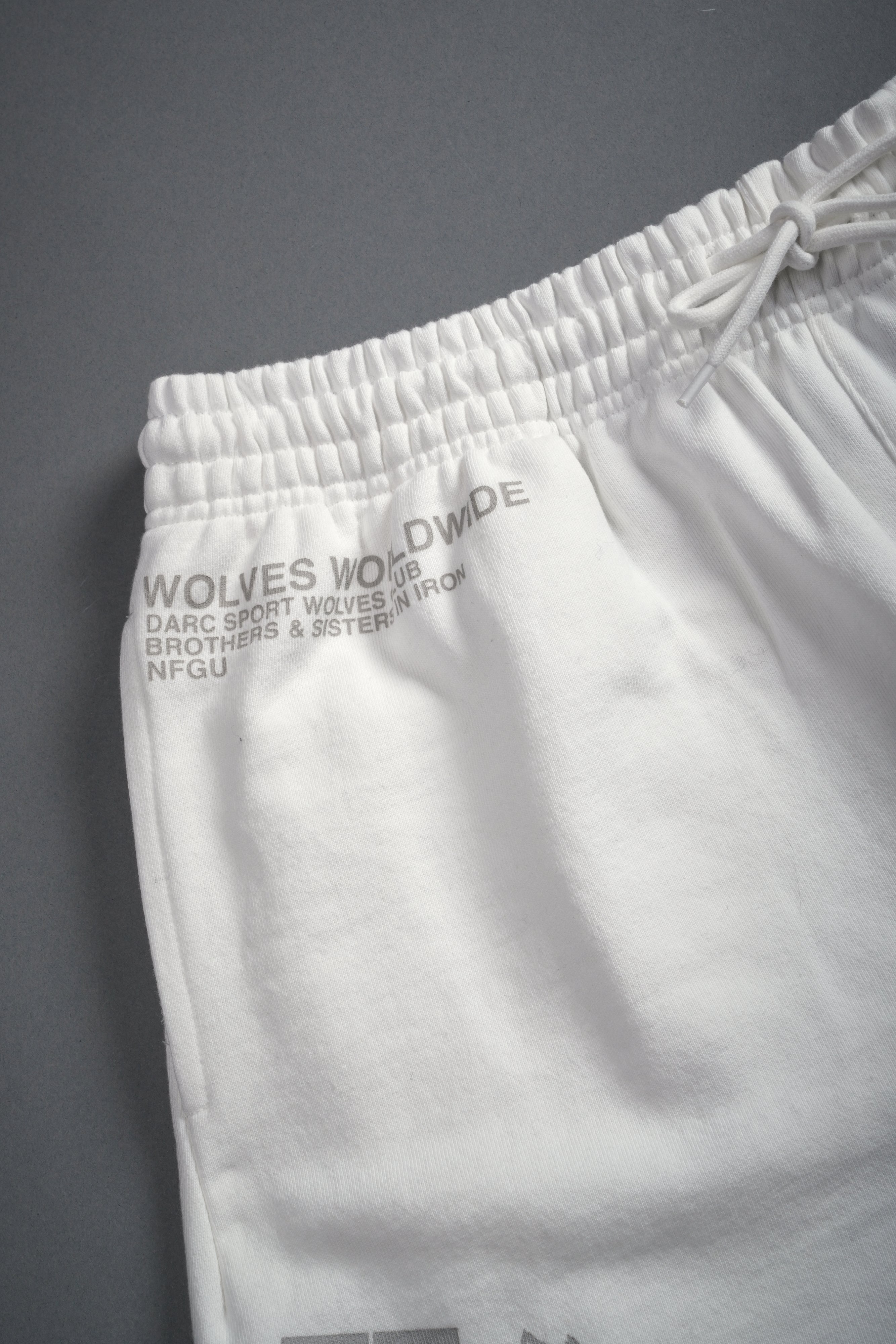 Powerhouse of the Wolves Grunge Brock Sweat Shorts in Cream — imagem 8