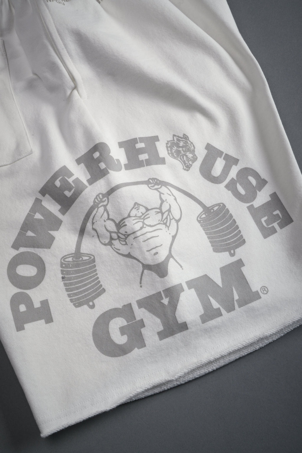 Powerhouse of the Wolves Grunge Brock Sweat Shorts in Cream — imagem 10