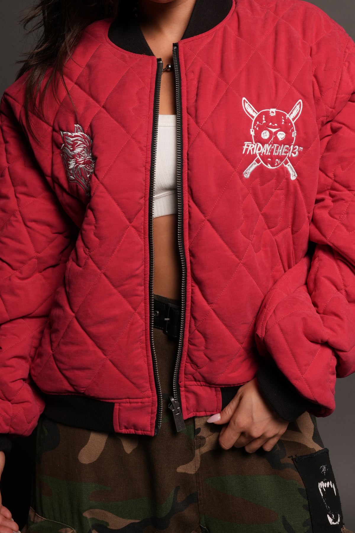 Jason Frvr Cloud Quilted Reversible Bomber Jacket In Black/Oxblood