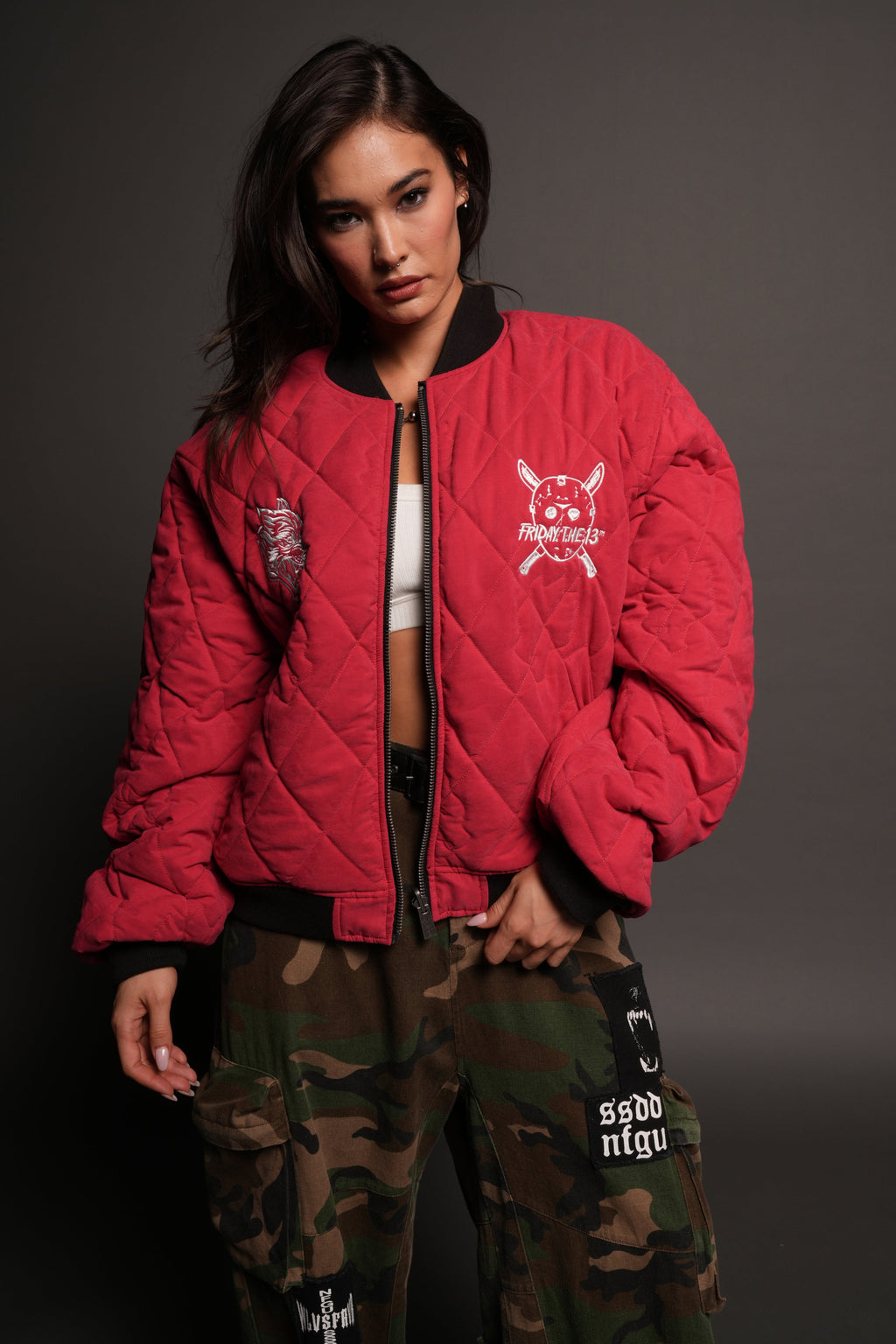 Jason Frvr Cloud Quilted Reversible Bomber Jacket In Black/Oxblood