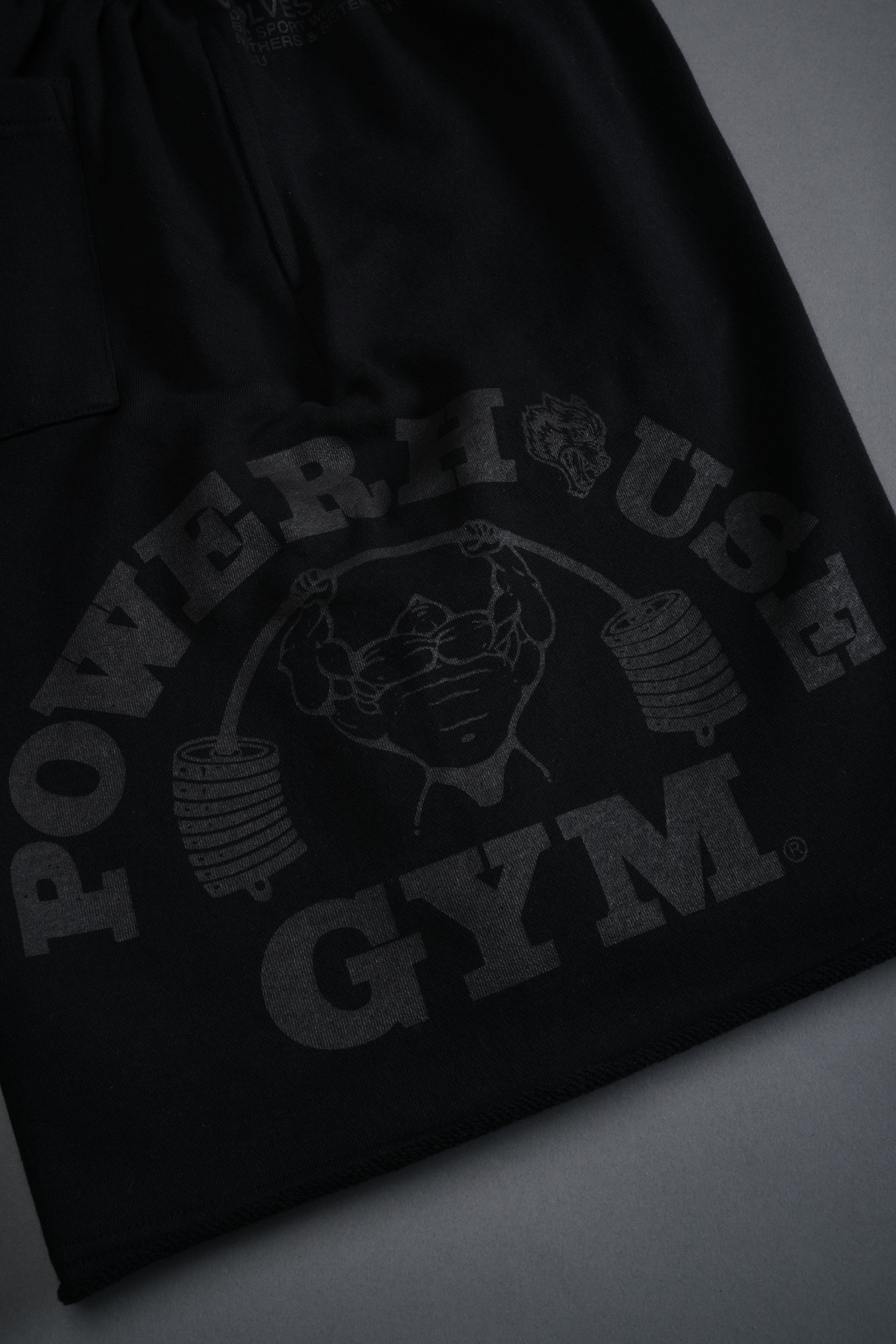 Powerhouse of the Wolves Grunge Brock Sweat Shorts in Black — imagem 10
