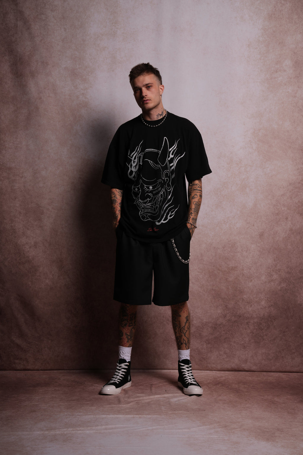 Oni Fire "Premium" Oversized Tee in Black — imagem 6